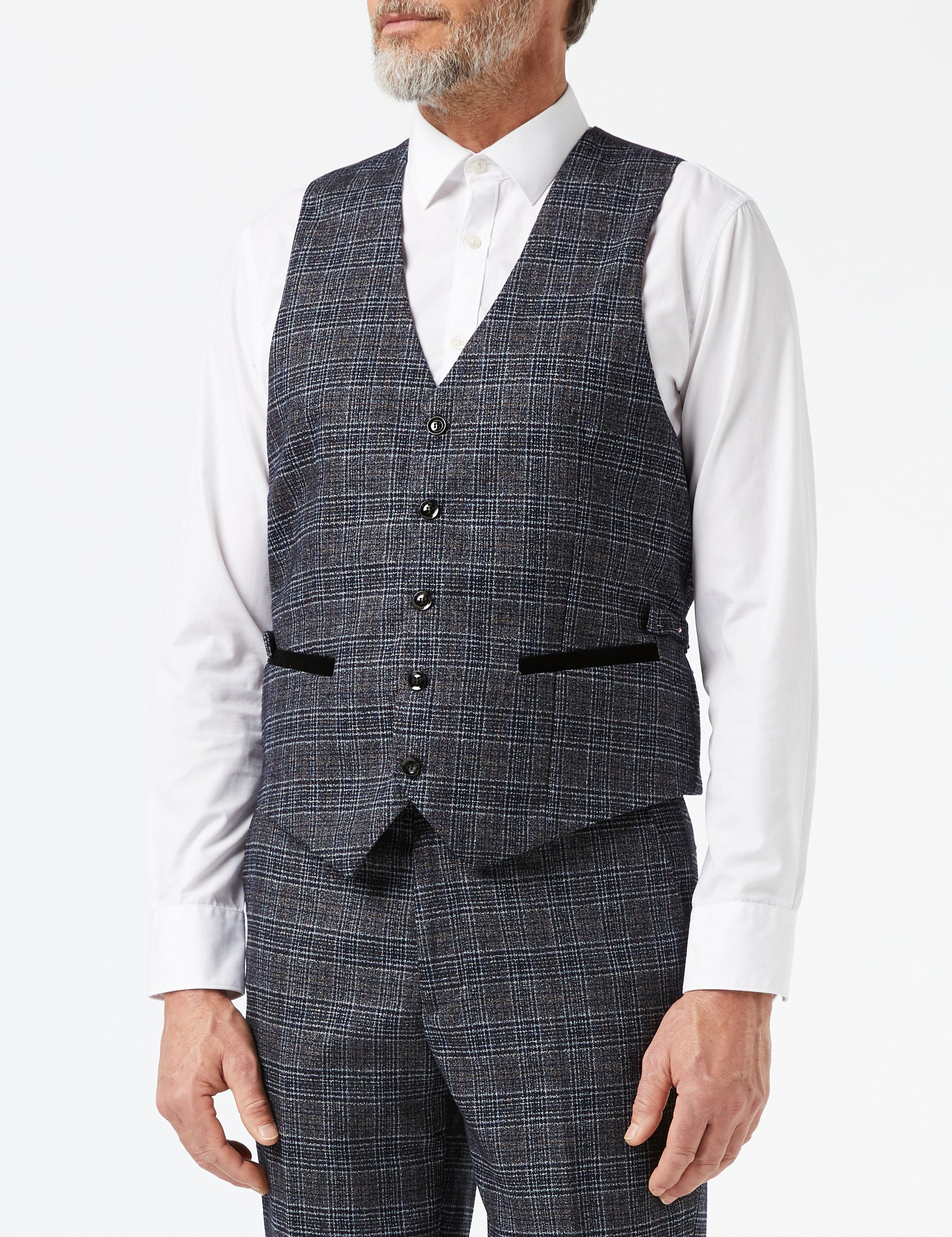 ANZUGJACKE UND WESTE AUS GRAUEM TWEED