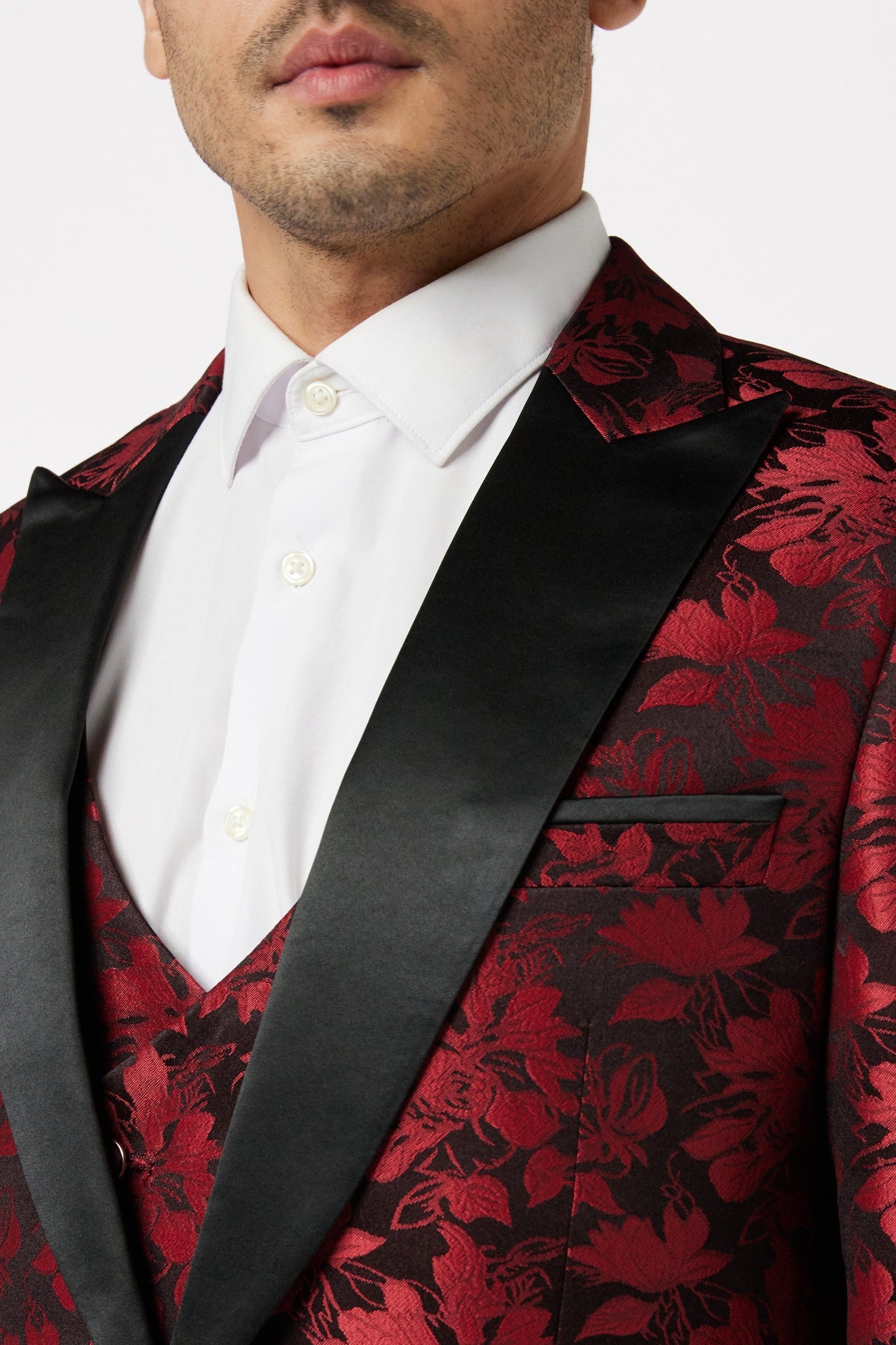 RED GROOMS WEDDING JACKET & WAISTCOAT