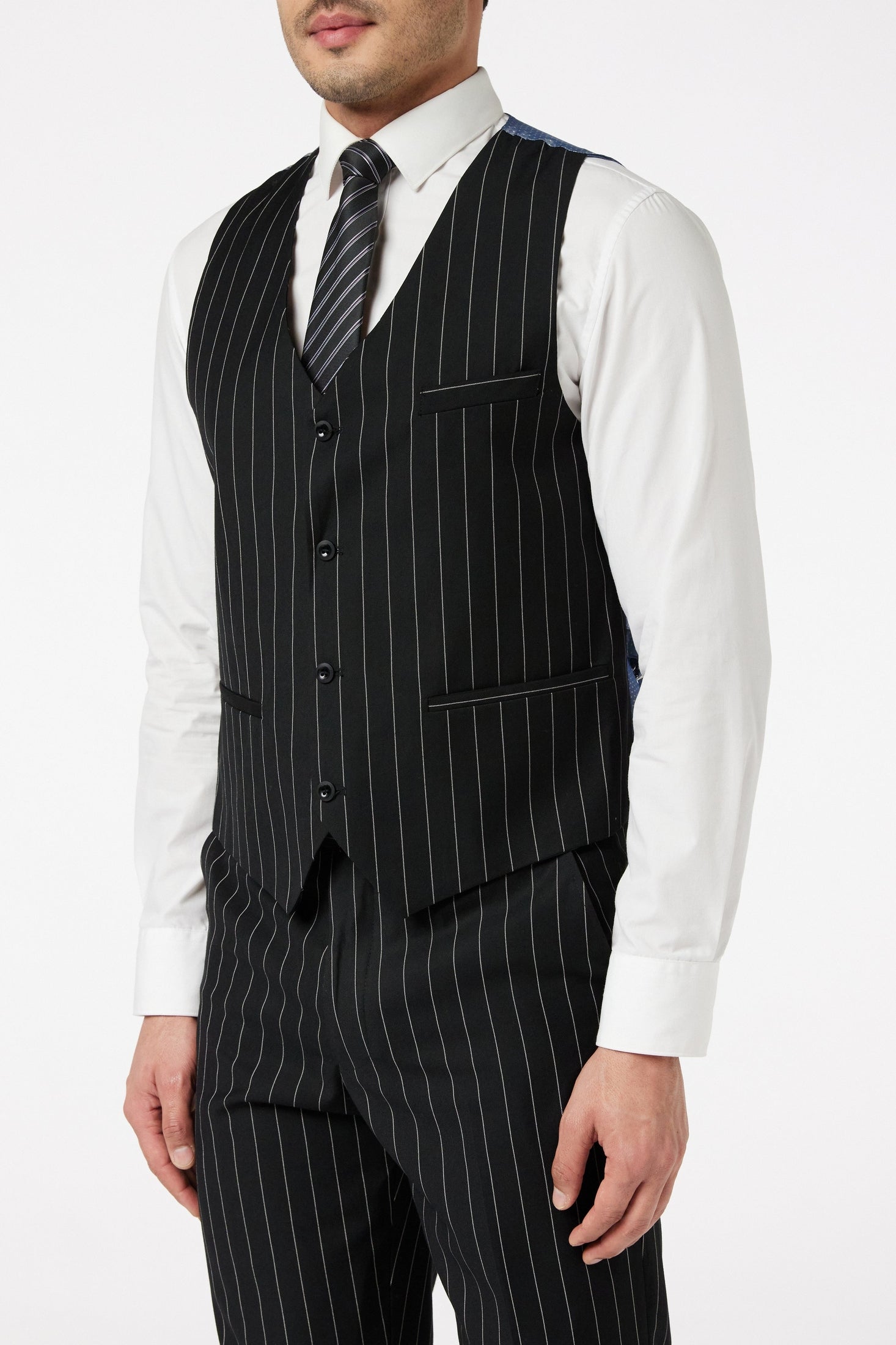 BLACK PIN STRIPE WAISTCOAT