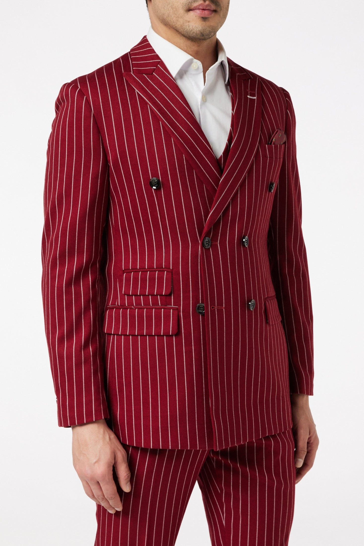 Pinstripe Double Breasted Maroon Jacket