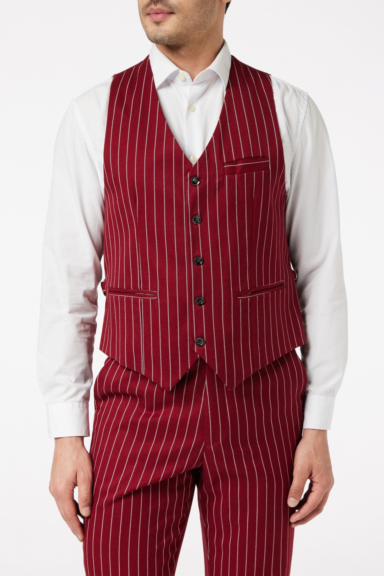Pinstripe Double Breasted Maroon Jacket