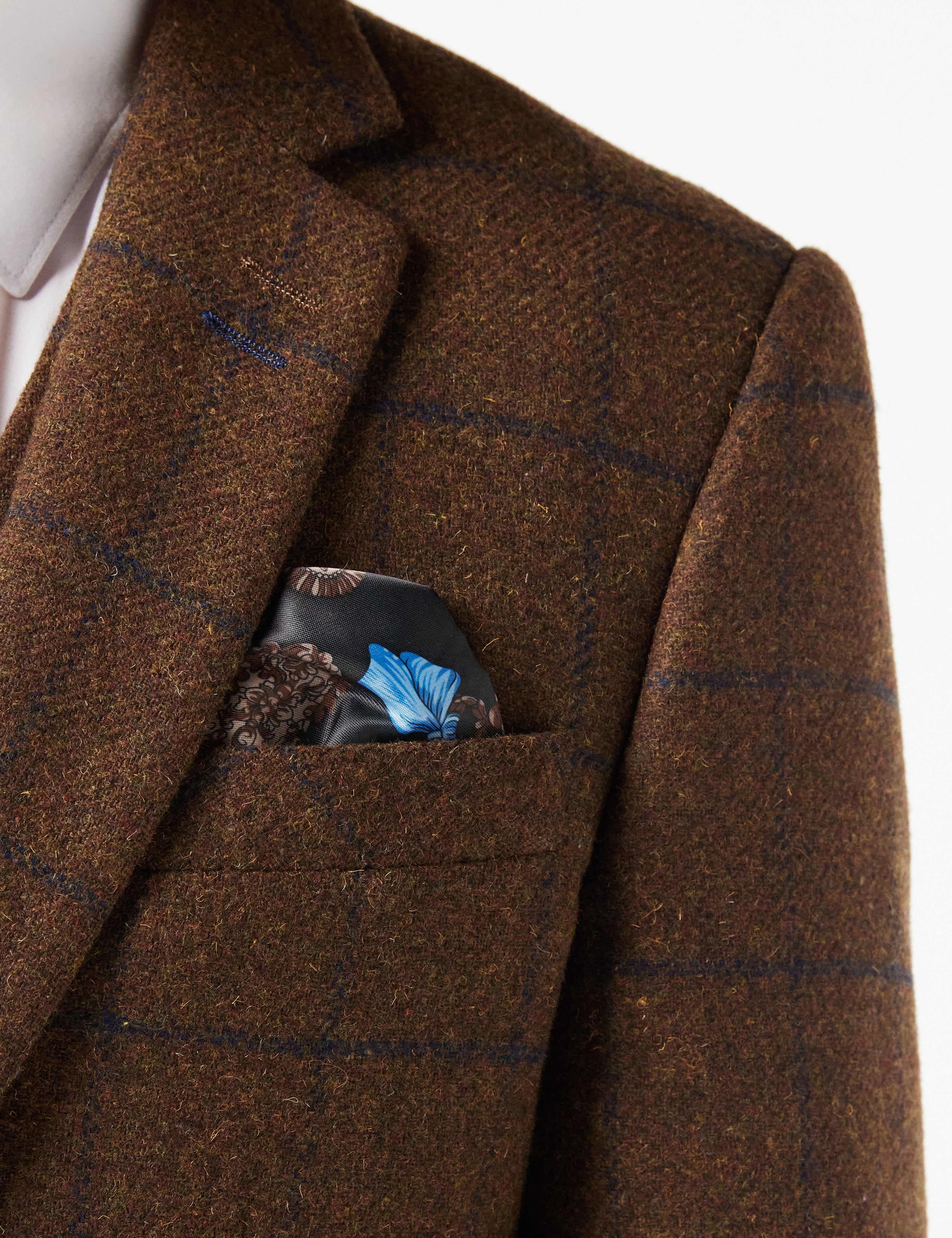 VESTE ET GILET DE COSTUME BLEU MARINE À CARREAUX EN TWEED