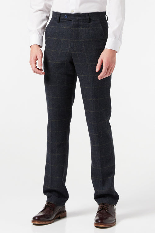 Navy Tweed Check Suit Trouser - X6680-3