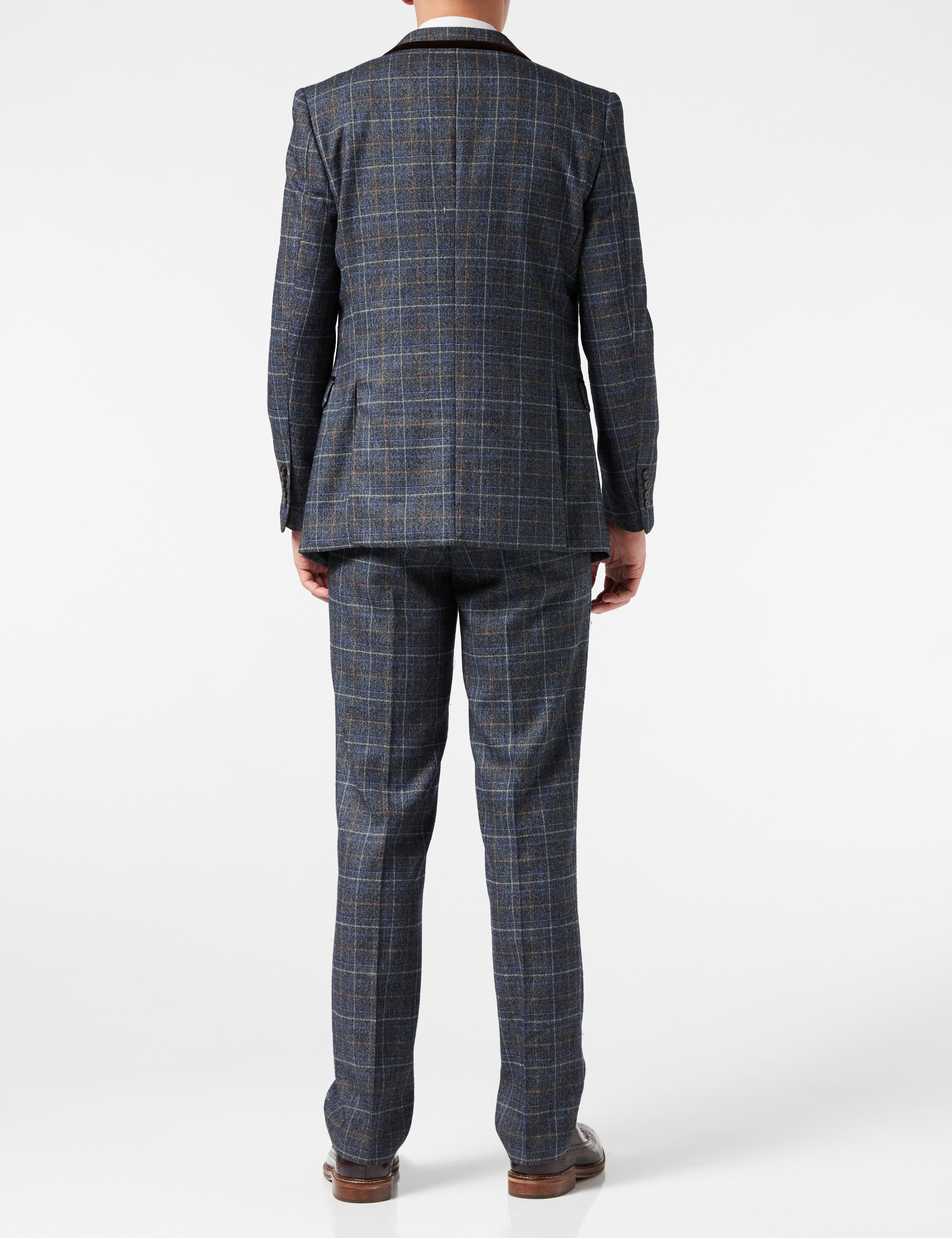 HUGO - VESTE ET GILET DE COSTUME À CARREAUX EN TWEED GRIS