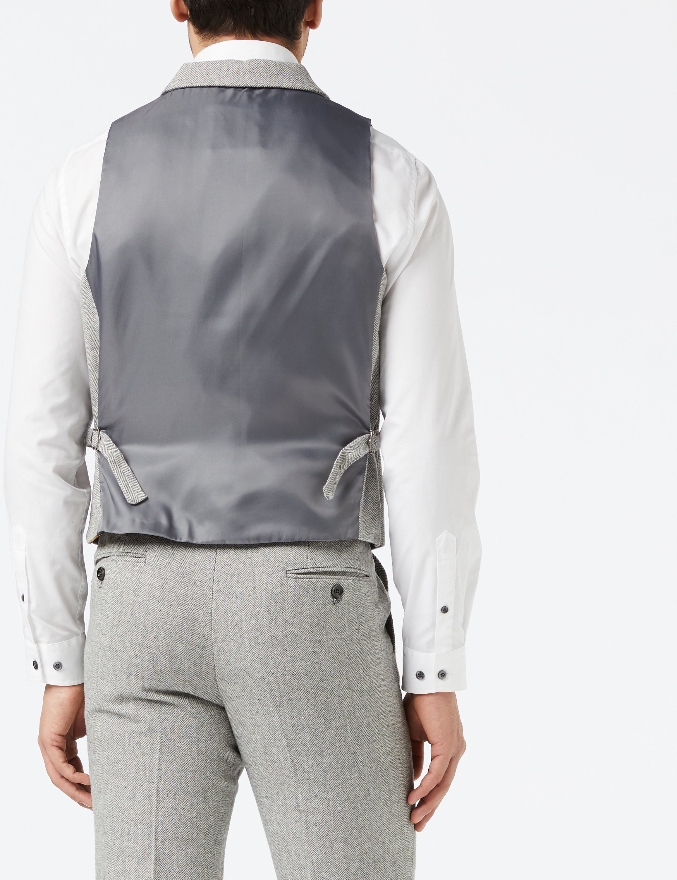 Martin - Grey Tweed Collar Double Breasted waistcoat