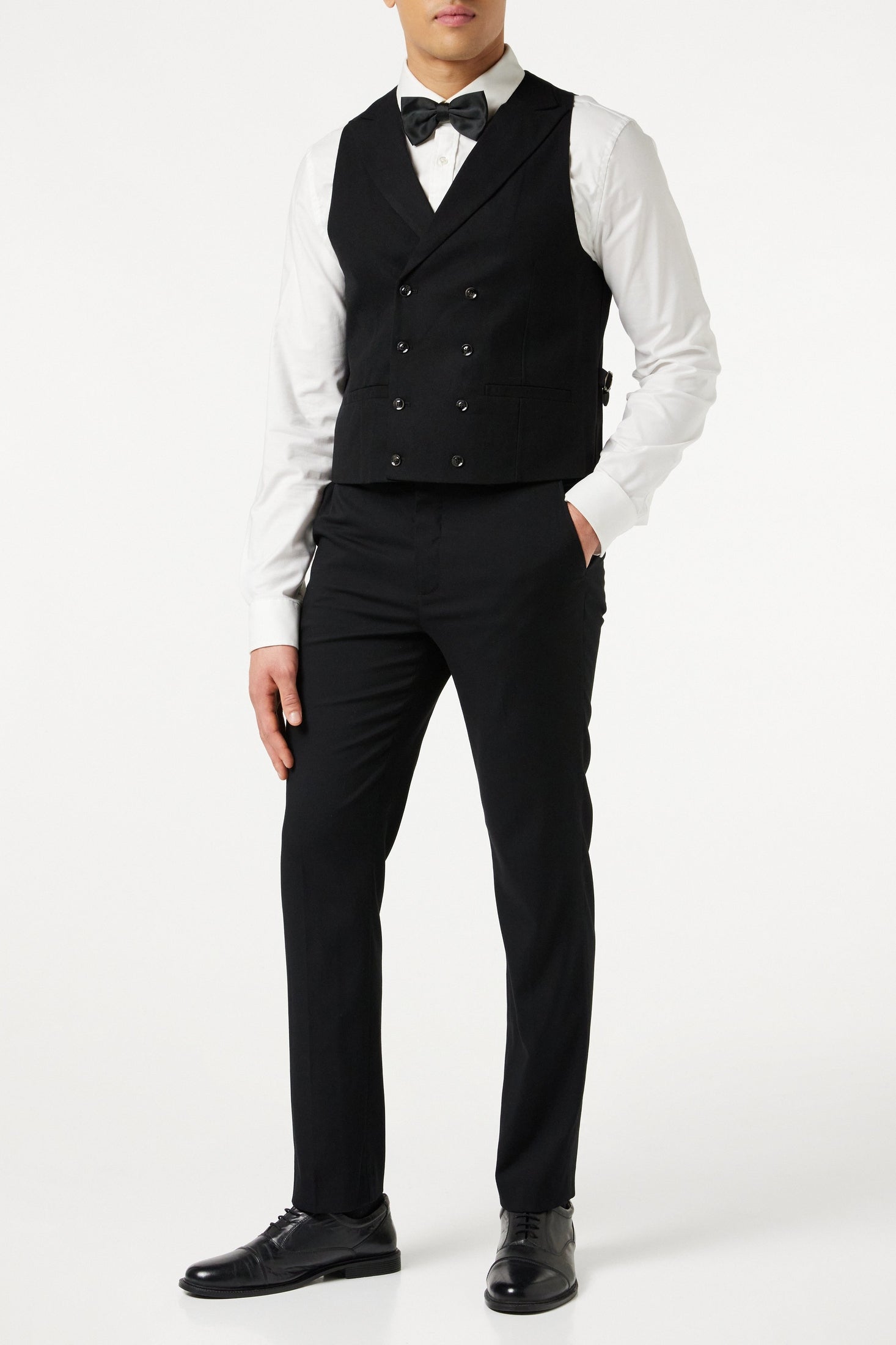 MAX DOUBLE BREASTED BLACK WAIST COAT