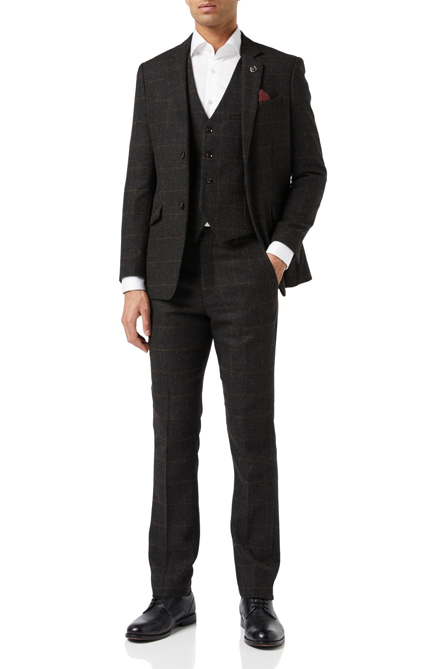 HERRINGBONE TWEED GREY BLACK CHECK JACKET & WAISTCOAT