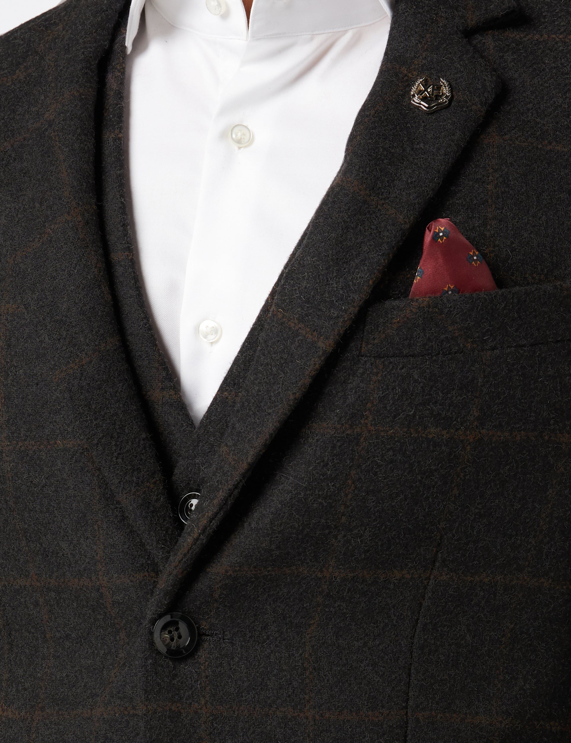 HERRINGBONE TWEED GREY BLACK CHECK SUIT JACKET & WAISTCOAT