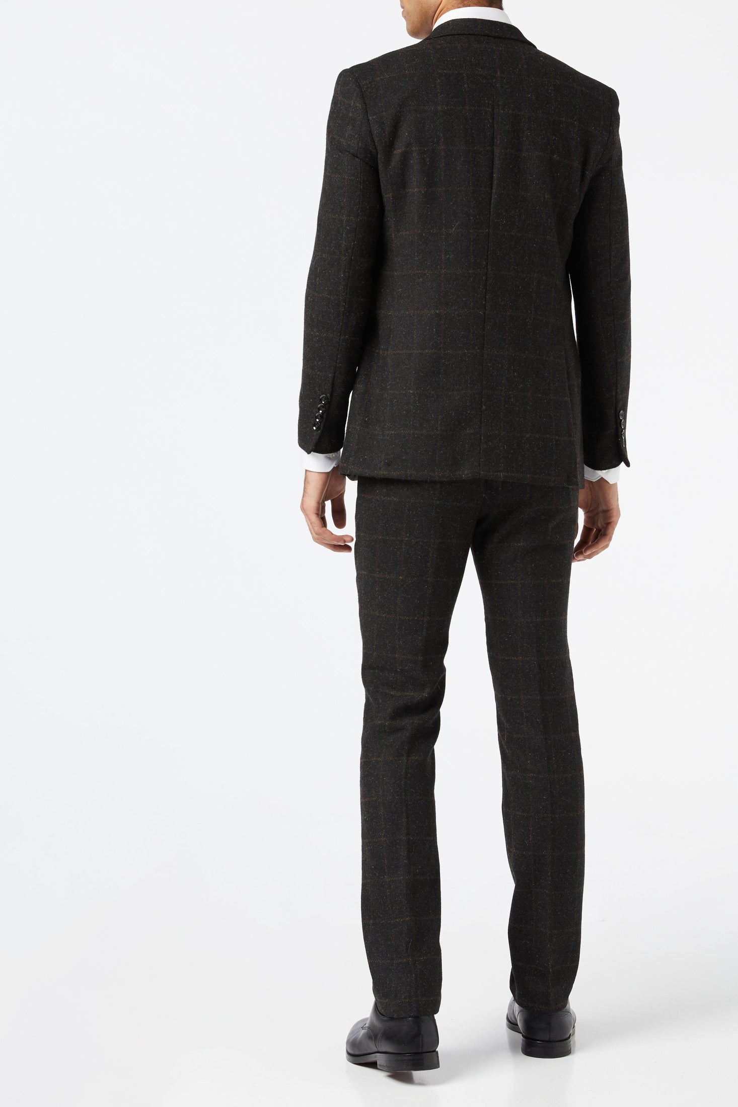 HERRINGBONE TWEED GREY BLACK CHECK JACKET & WAISTCOAT