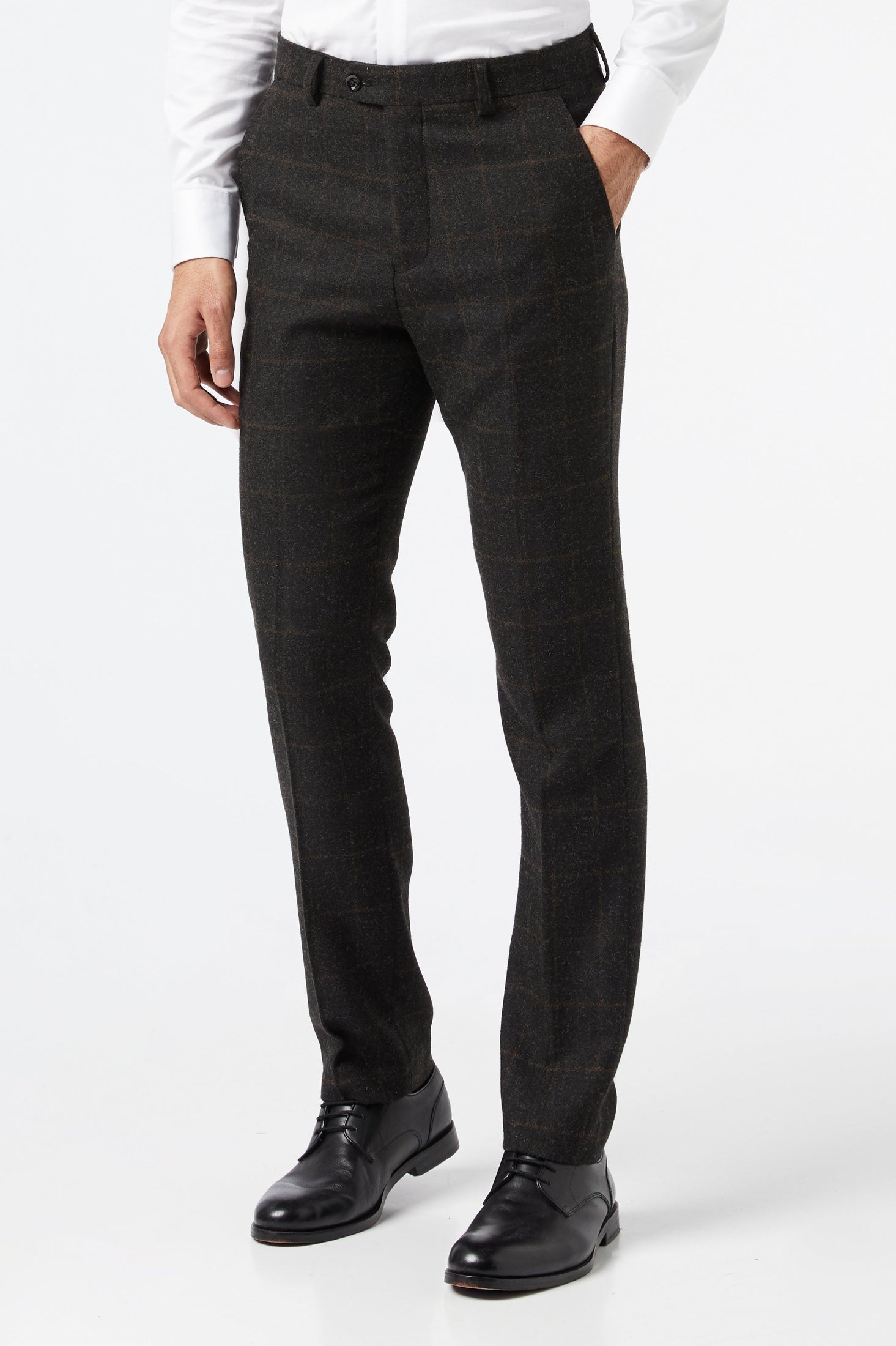 Black Tweed Check Trousers Tailored Fit