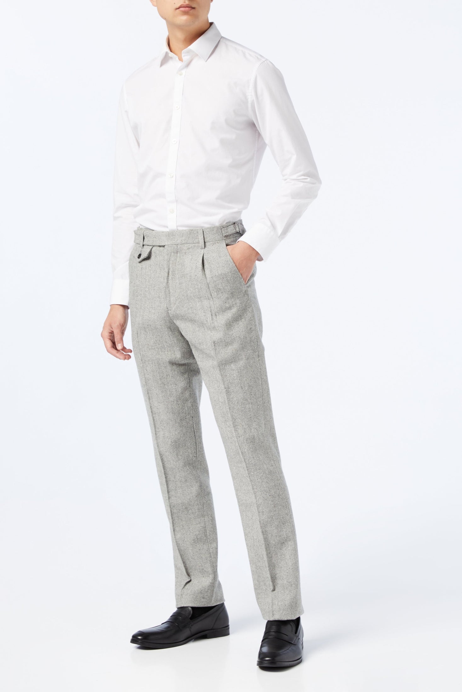 Martin - Mens Grey Classic Tweed Tailored Fit Trouser