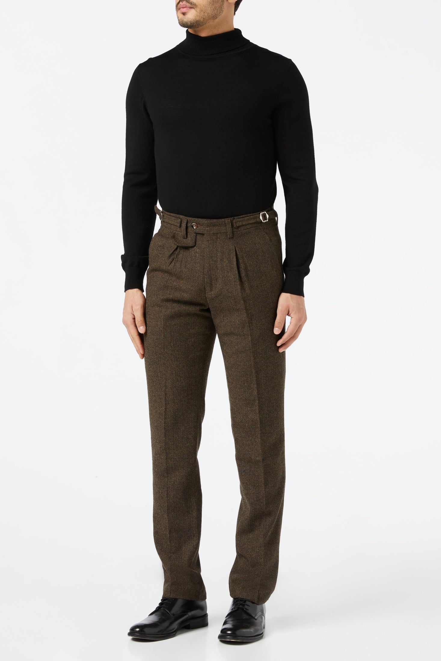 ROLL NECK JUMPER LIGHTWEIGHT STRETCH COTTON, BLACK