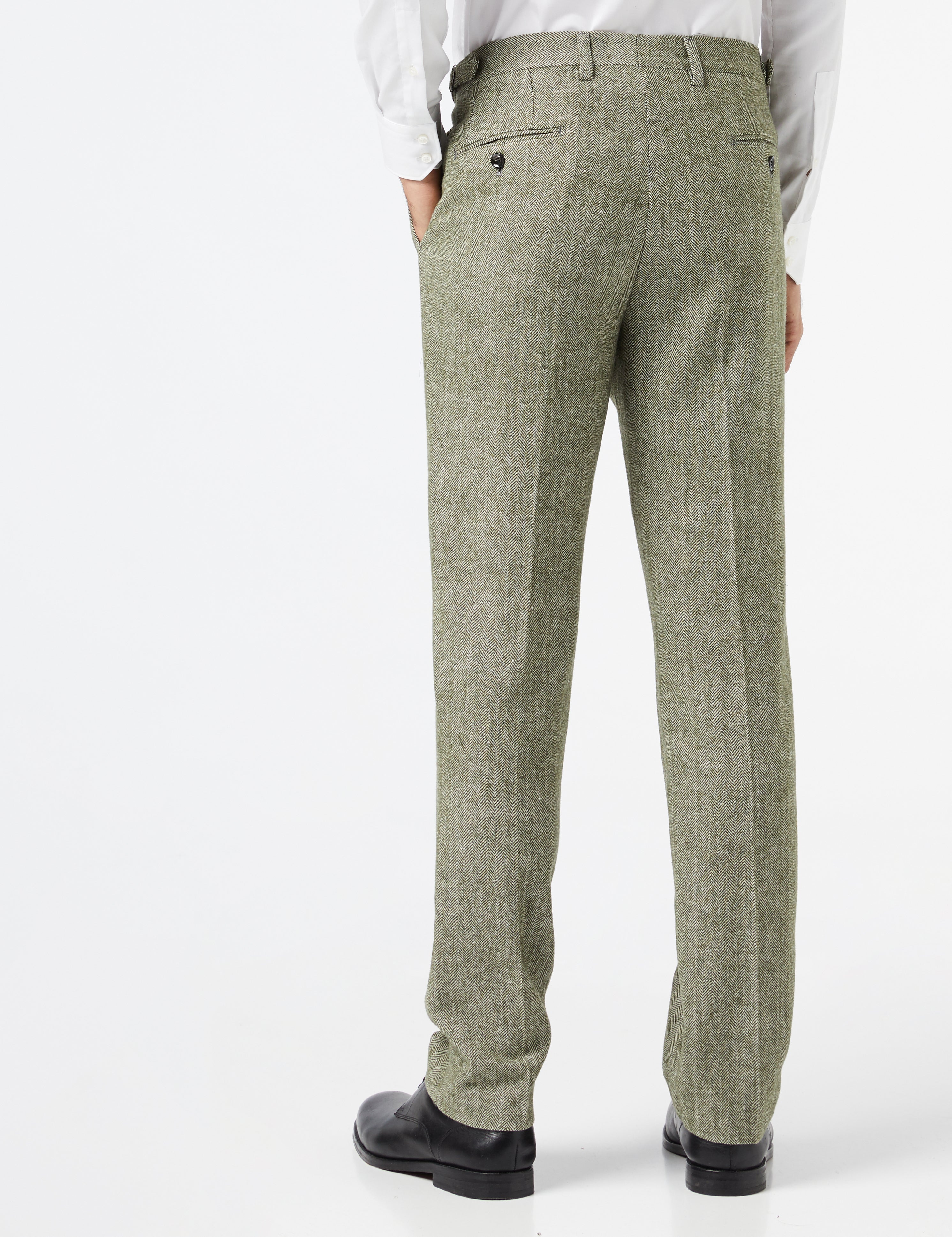 Martin - Mens Green Classic Tweed Tailored Fit Trouser