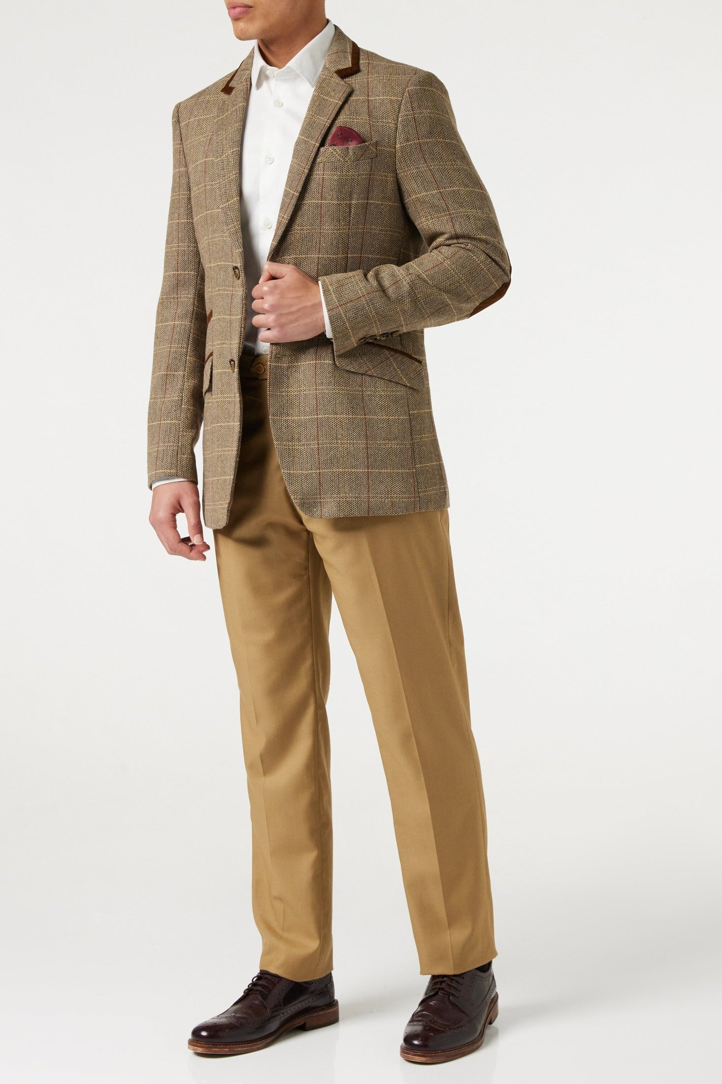 CARLO - BROWN TWEED CHECK BLAZER
