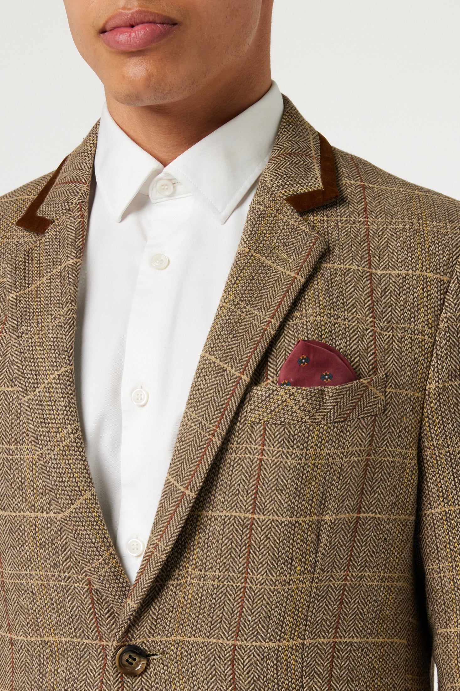 CARLO - BROWN TWEED CHECK BLAZER