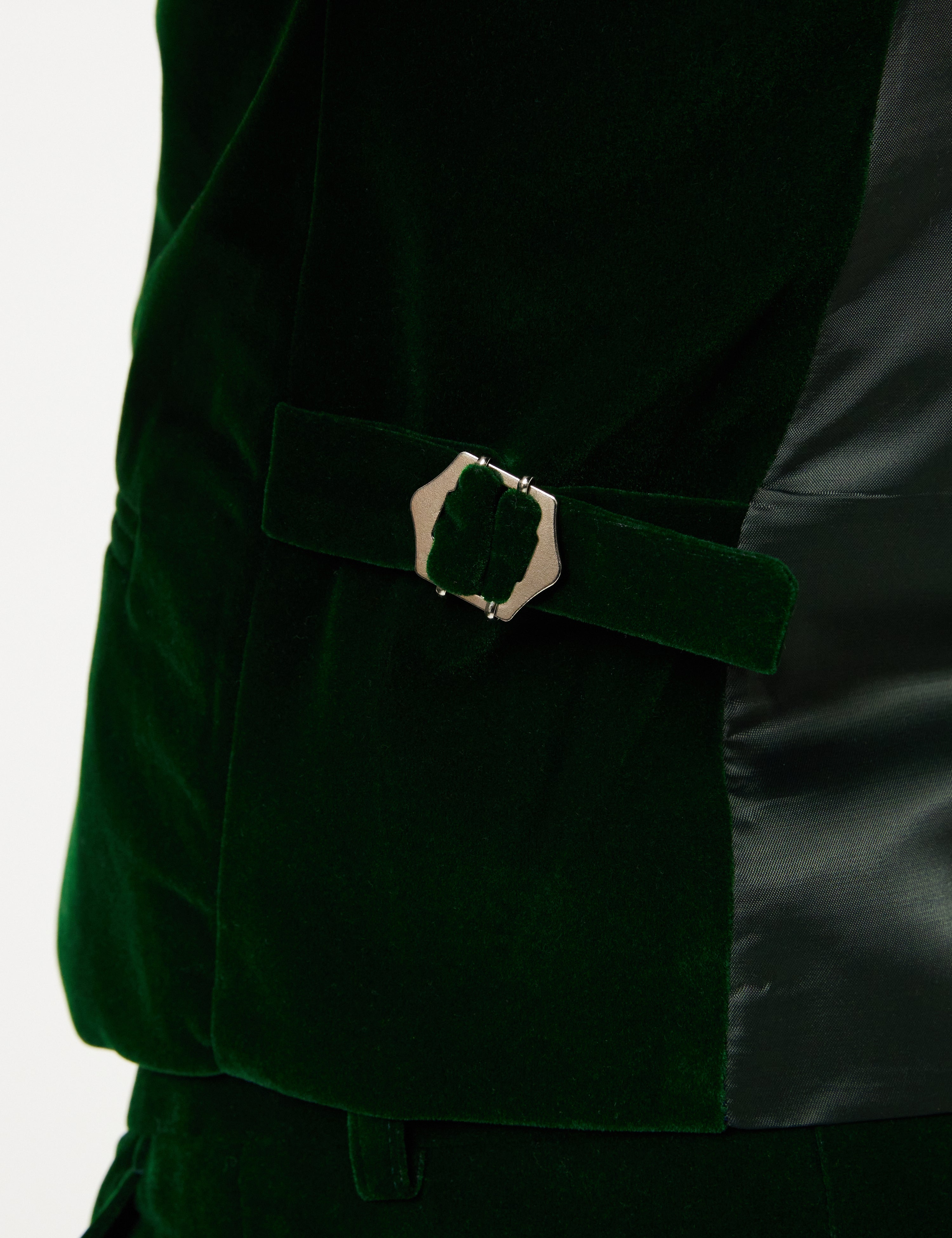 MAK - Green Velvet Low U Cut Waistcoat