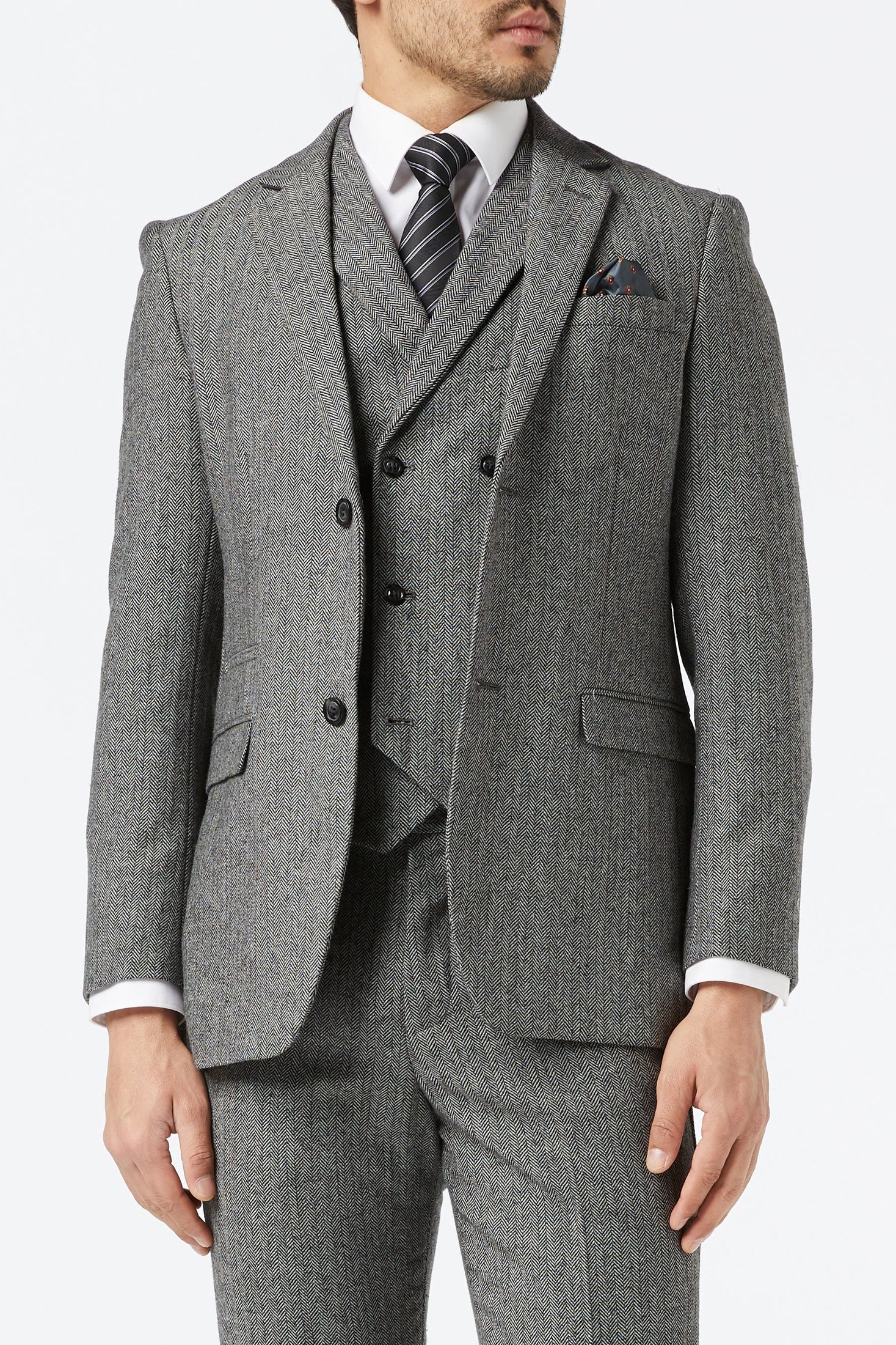 JAX - GREY HERRINGBONE TWEED JACKET