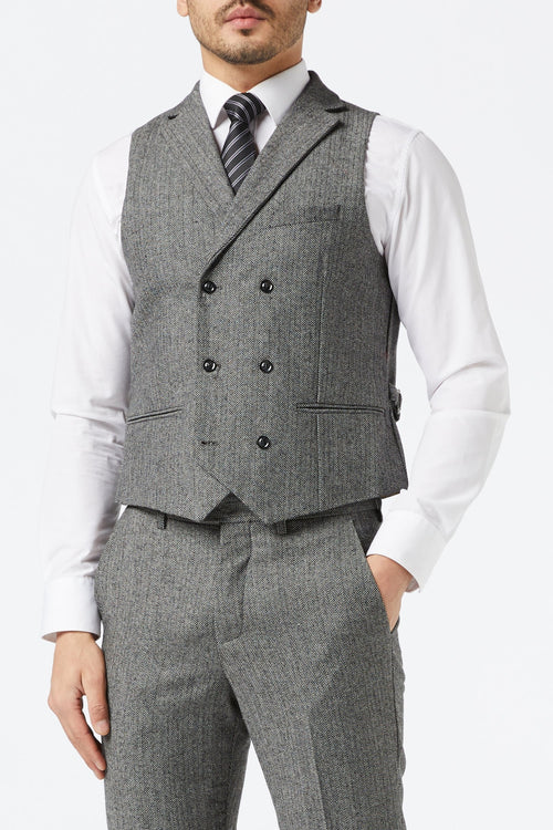 JAX - HERRINGBONE GREY TWEED SUIT WAISTCOAT