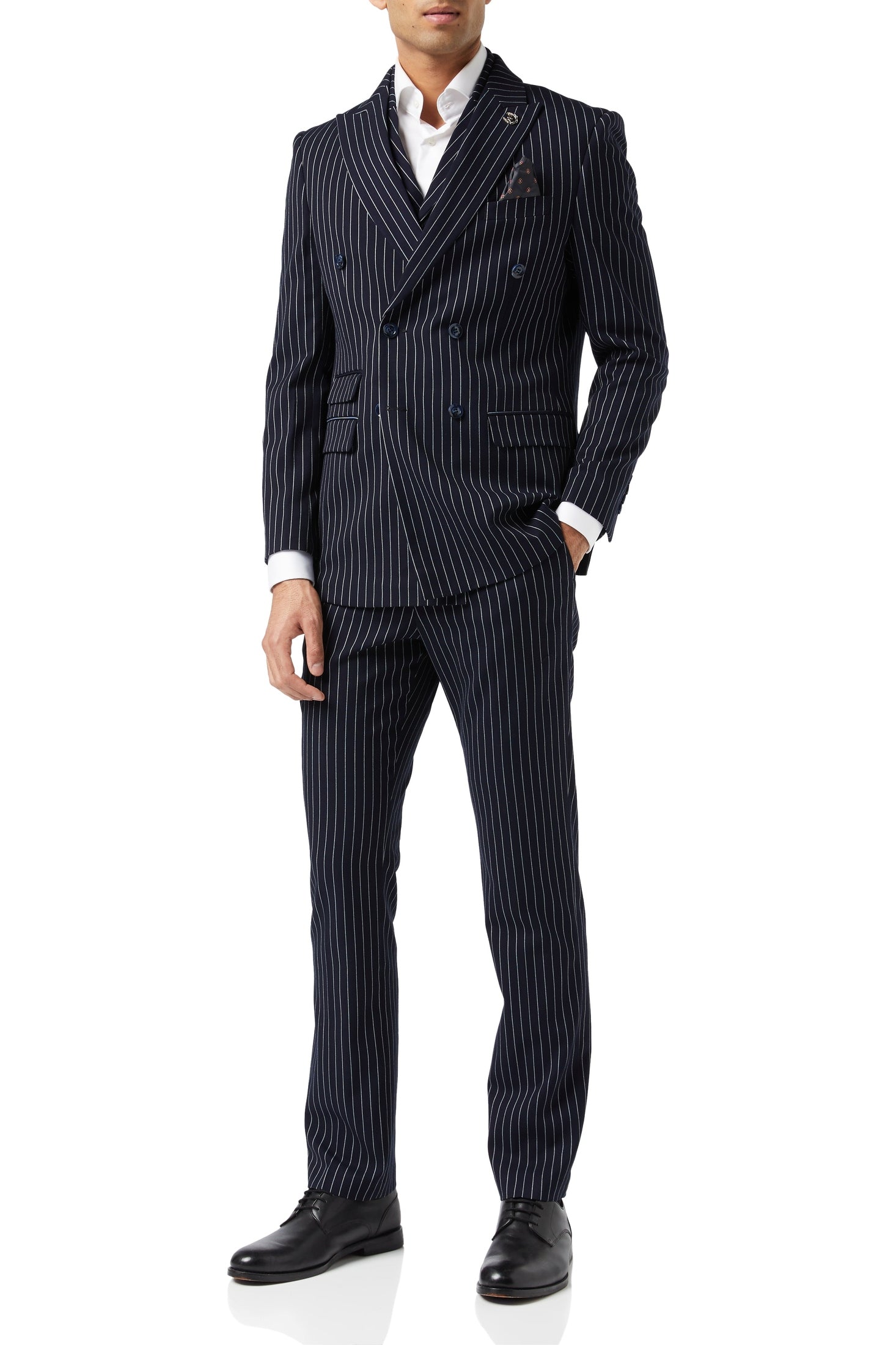ALFRED - 3 Piece Double Breasted Stripe Suit Classic Vintage