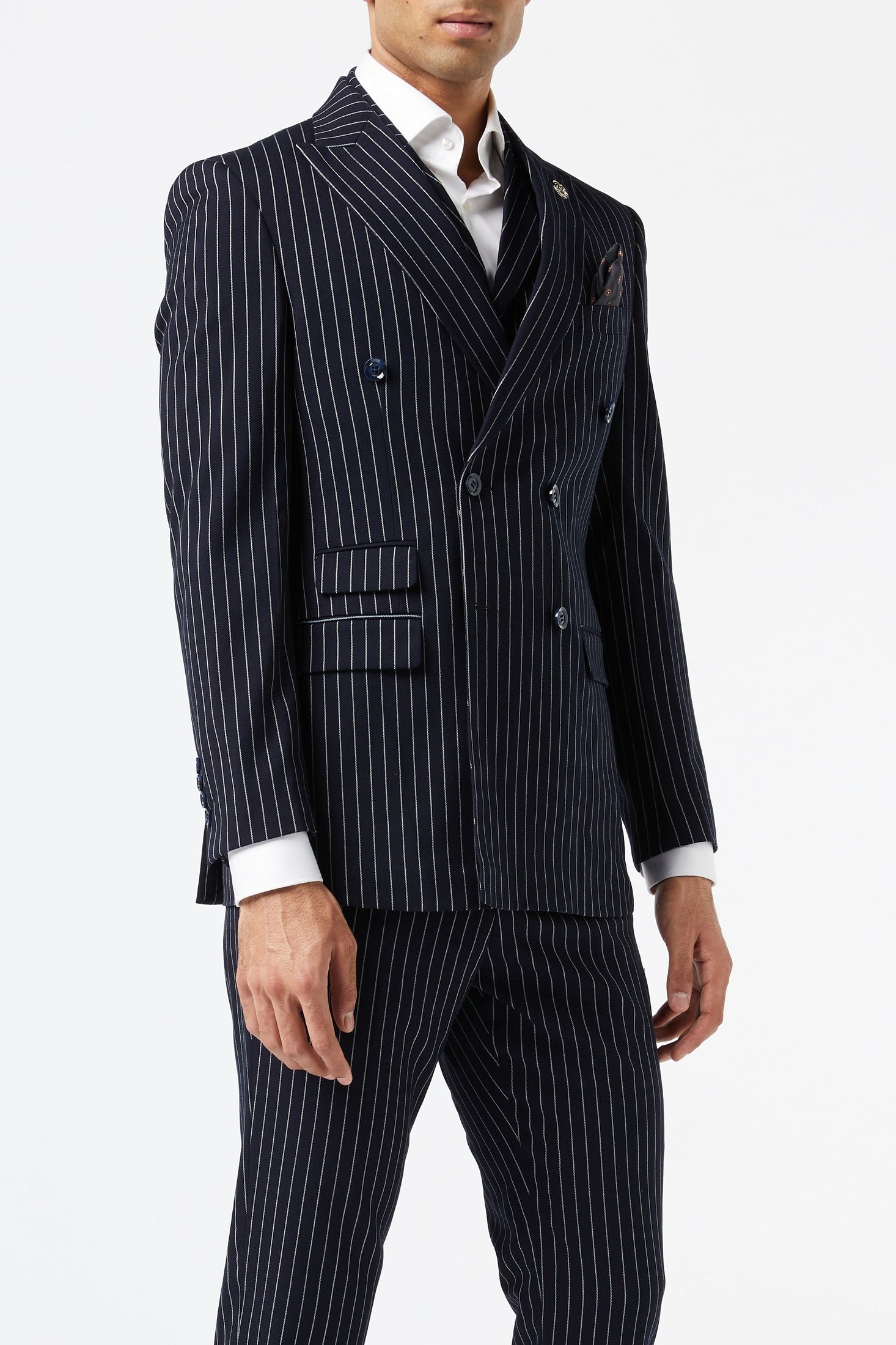 ALFRED - 3 Piece Double Breasted Stripe Suit Classic Vintage