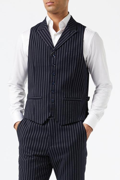 NAVY PINSTRIPE WAISTCOAT