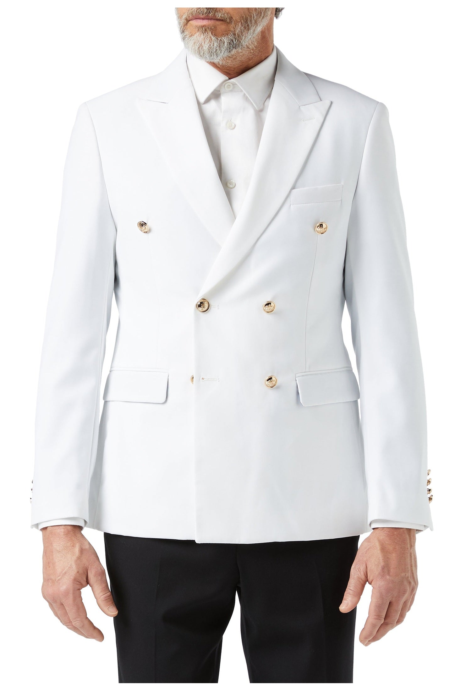 DOUBLE BREASTED GOLD BUTTON WHITE JACKET