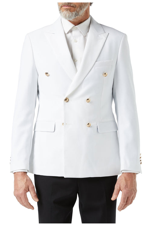 DOUBLE BREASTED GOLD BUTTON WHITE JACKET