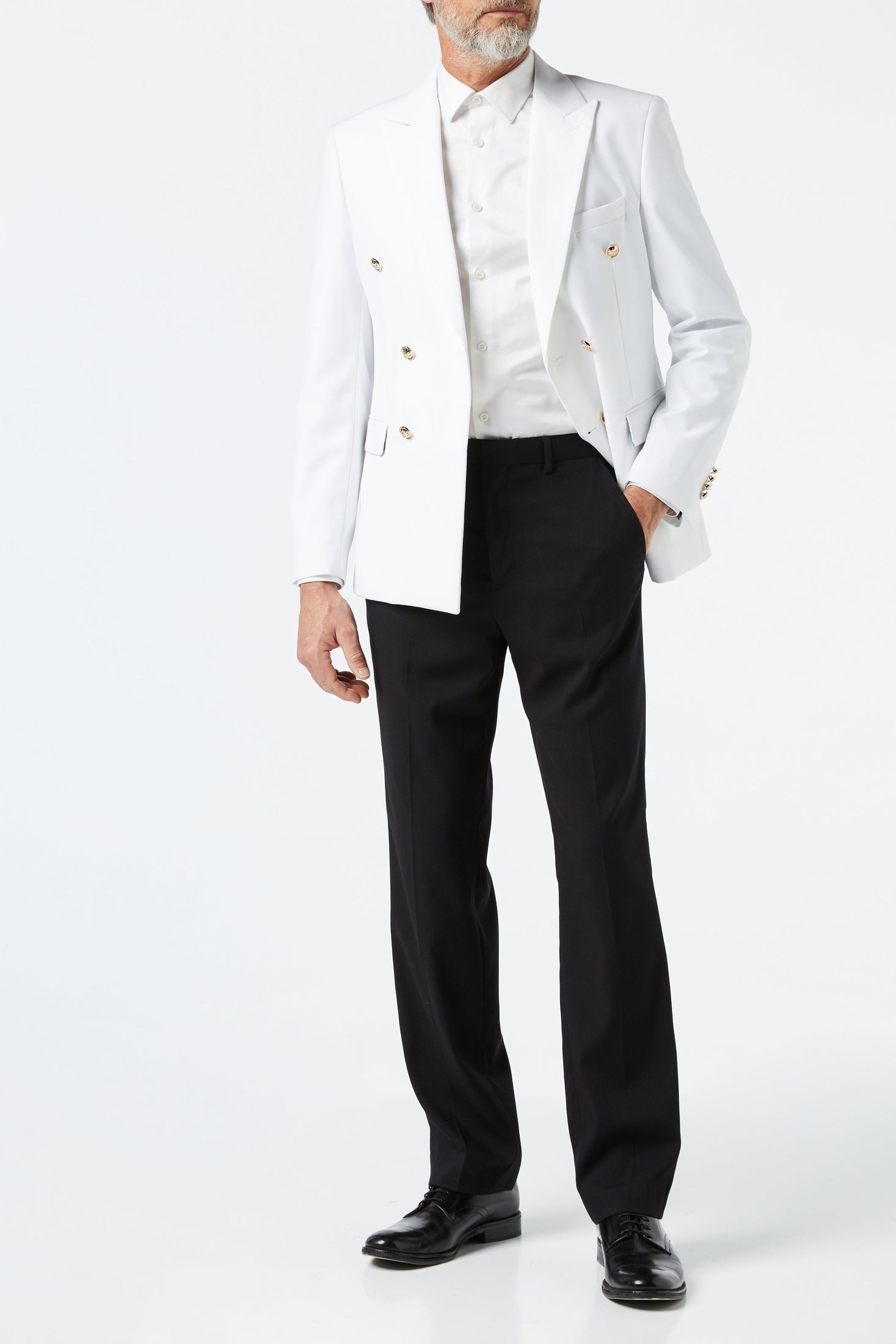 DOUBLE BREASTED GOLD BUTTON WHITE JACKET