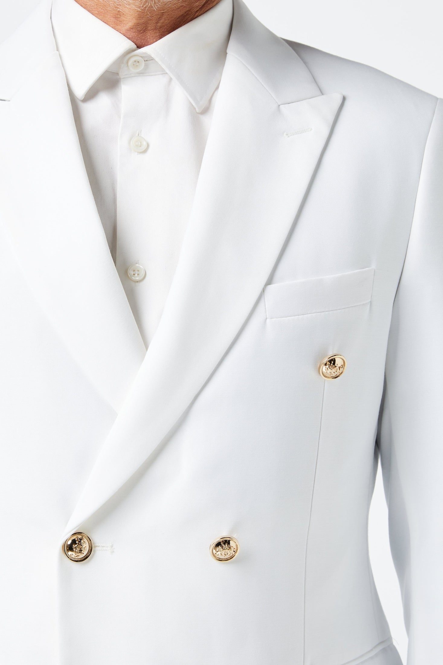 DOUBLE BREASTED GOLD BUTTON WHITE JACKET