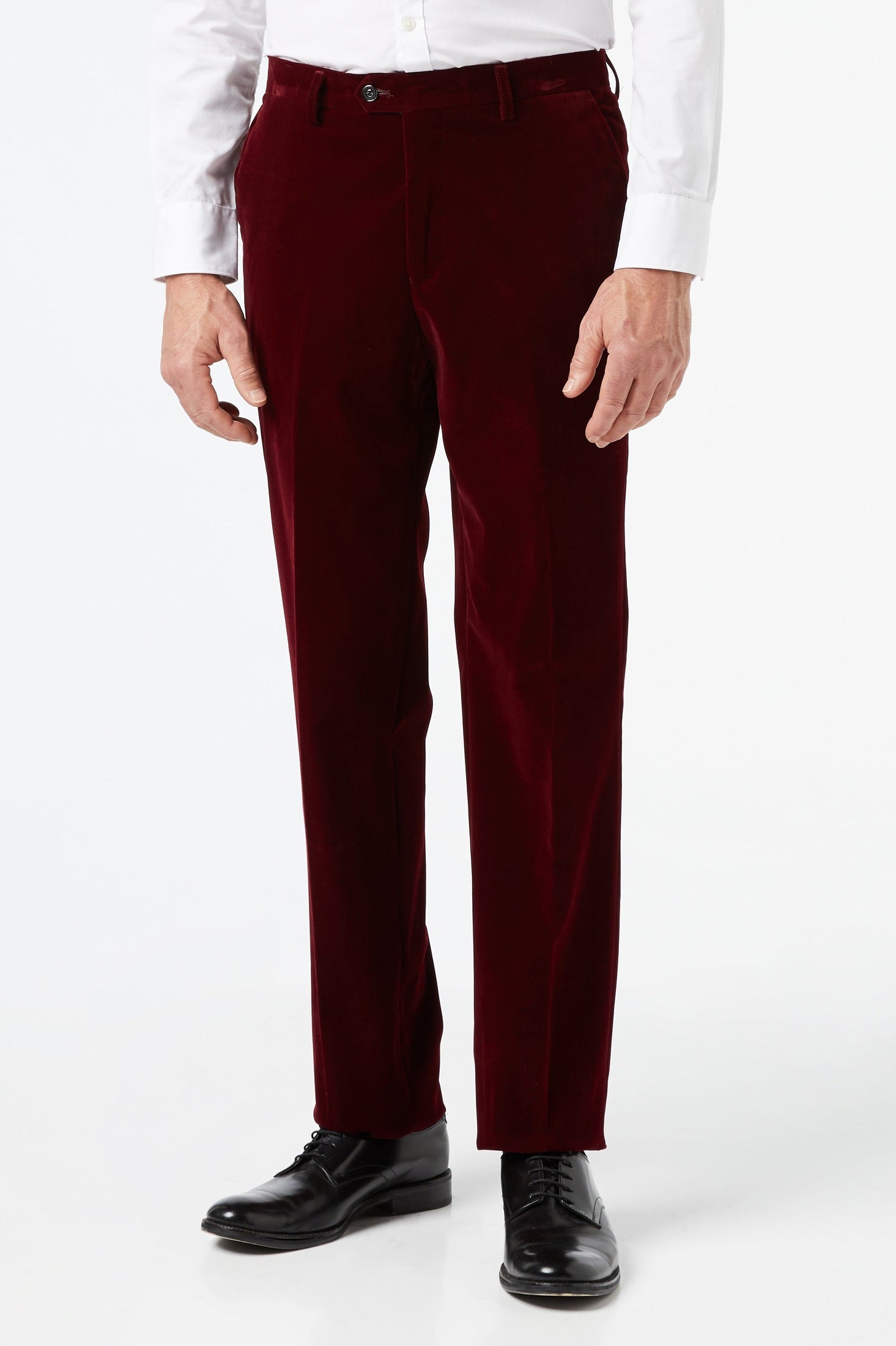 SAM - Mens Dinner Party Burgundy Soft Velvet Trousers