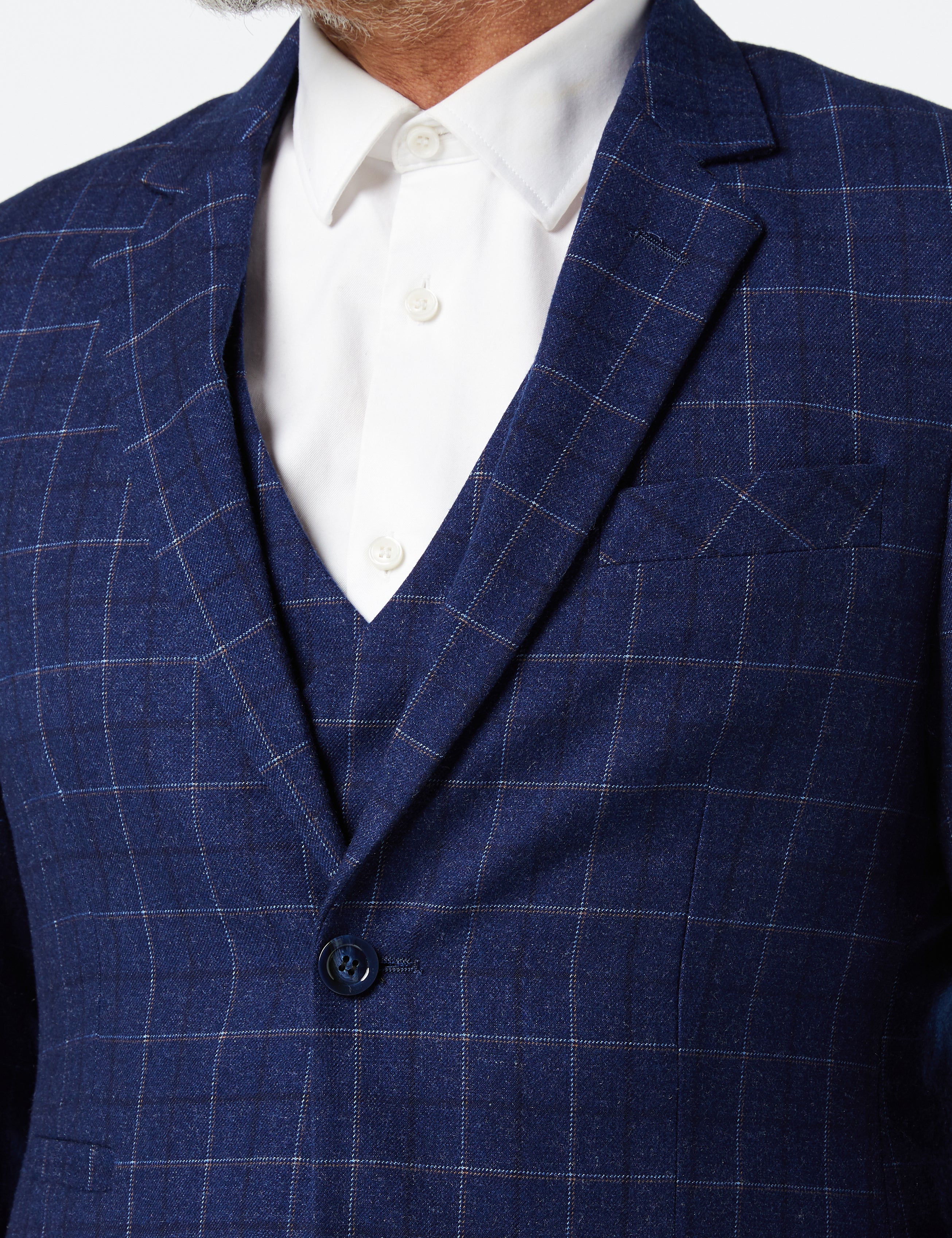 HECTOR – MARINEBLAUER ANZUGJACKE UND WESTE MIT GITTERFENSTERKARIER