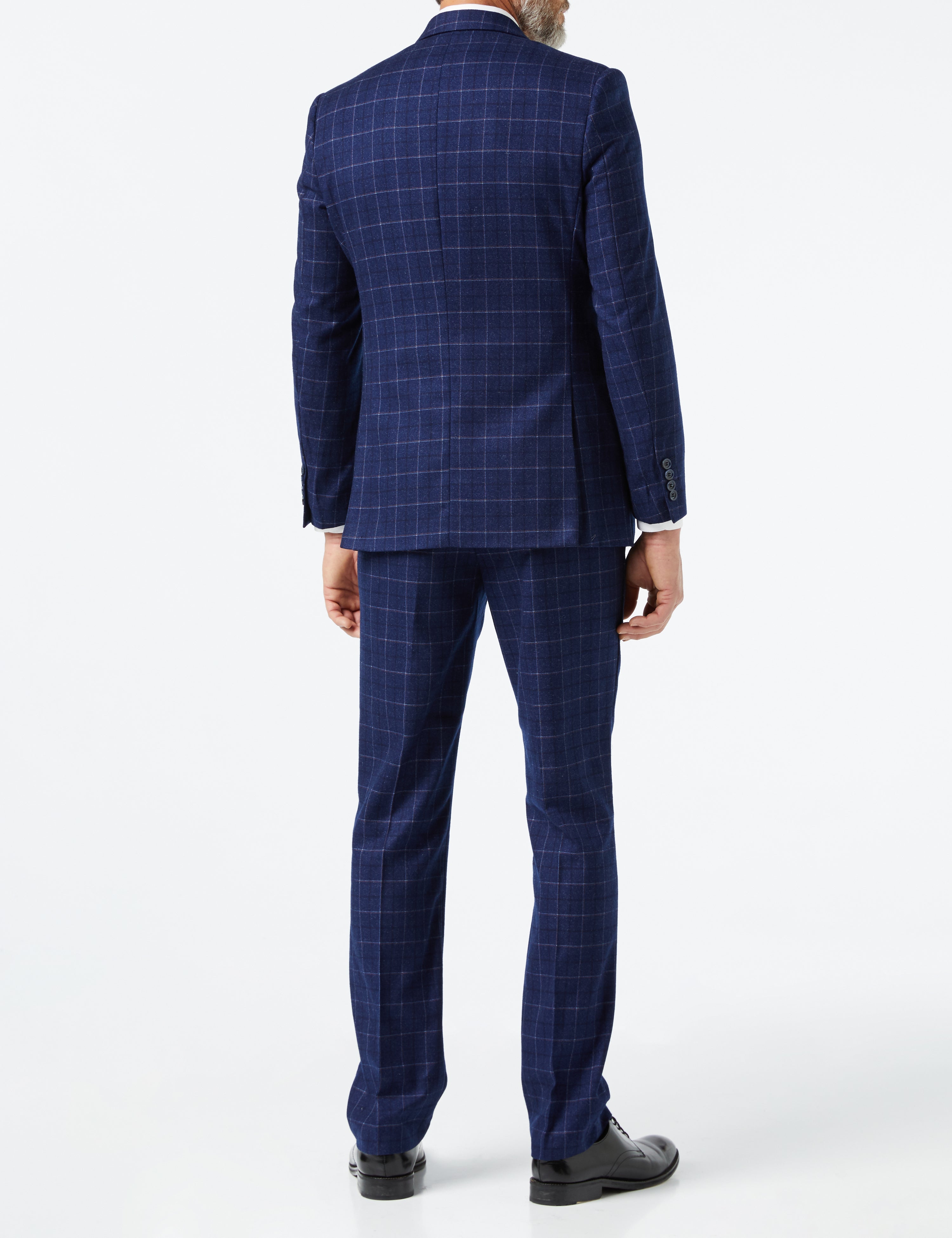 HECTOR - NAVY GRID WINDOWPANE CHECK SUIT JACKET & WAISTCOAT