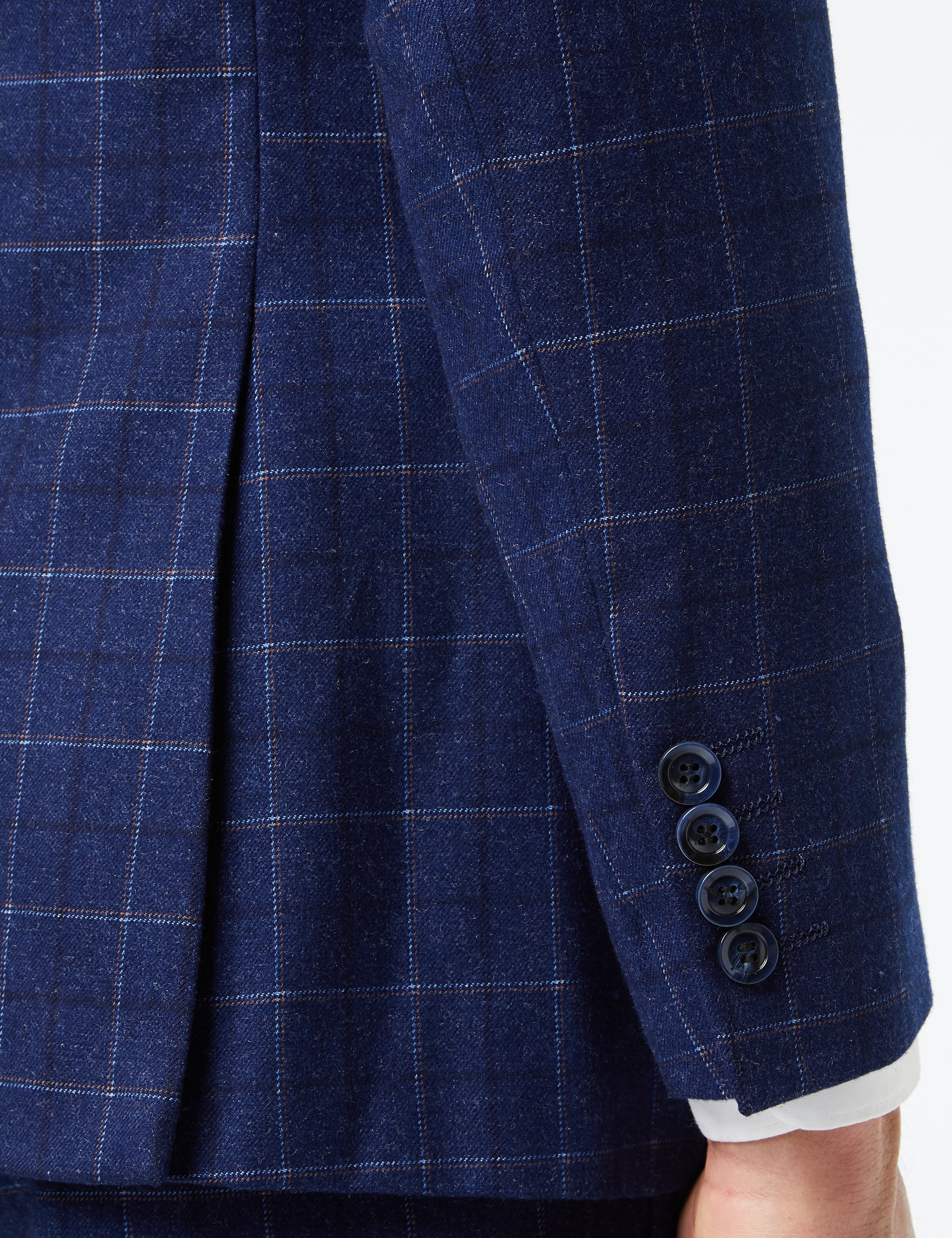 HECTOR - NAVY GRID WINDOWPANE CHECK SUIT JACKET & WAISTCOAT