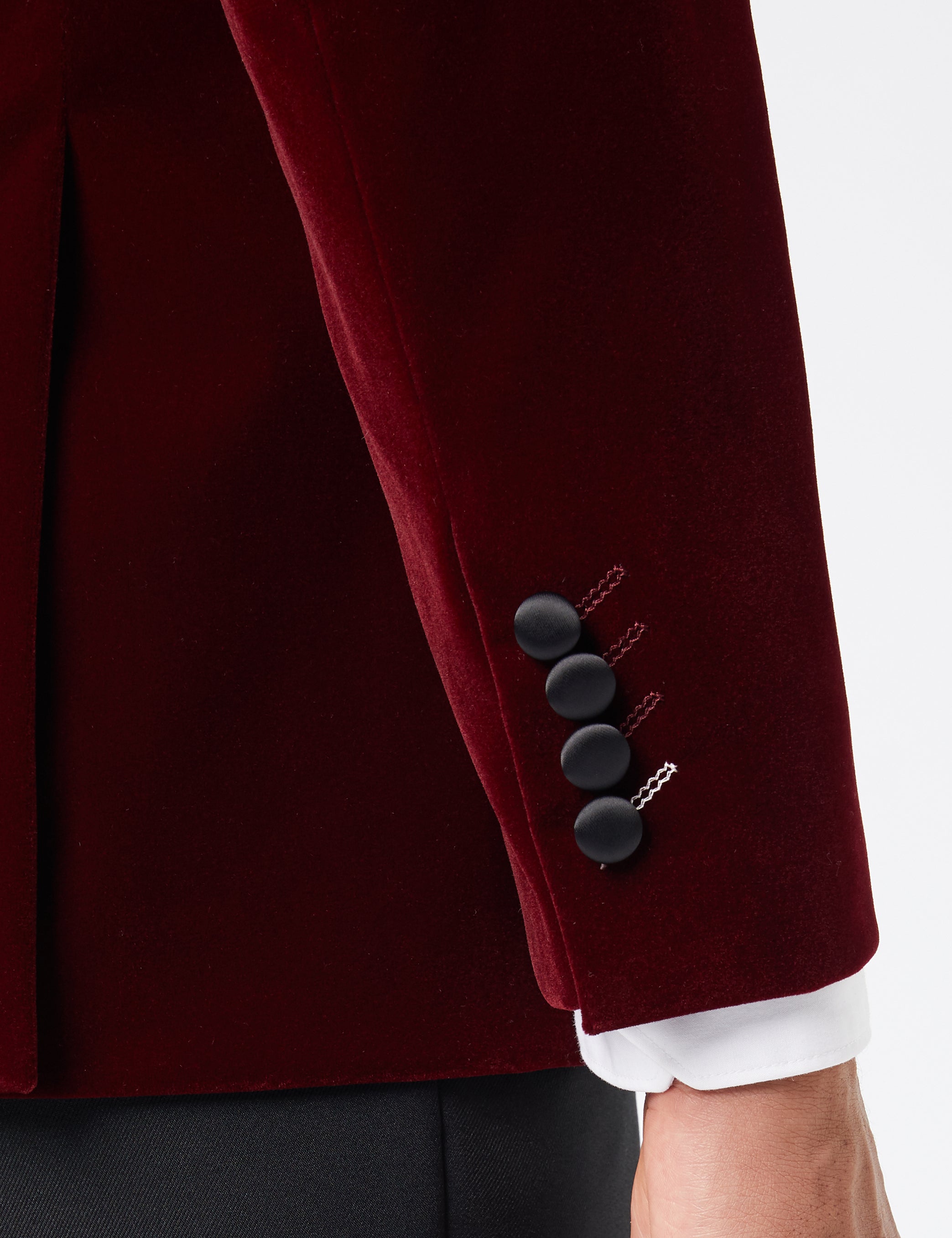 SMITH - BURGUNDY TUXEDO DOUBLE BREASTED VELVET BLAZER