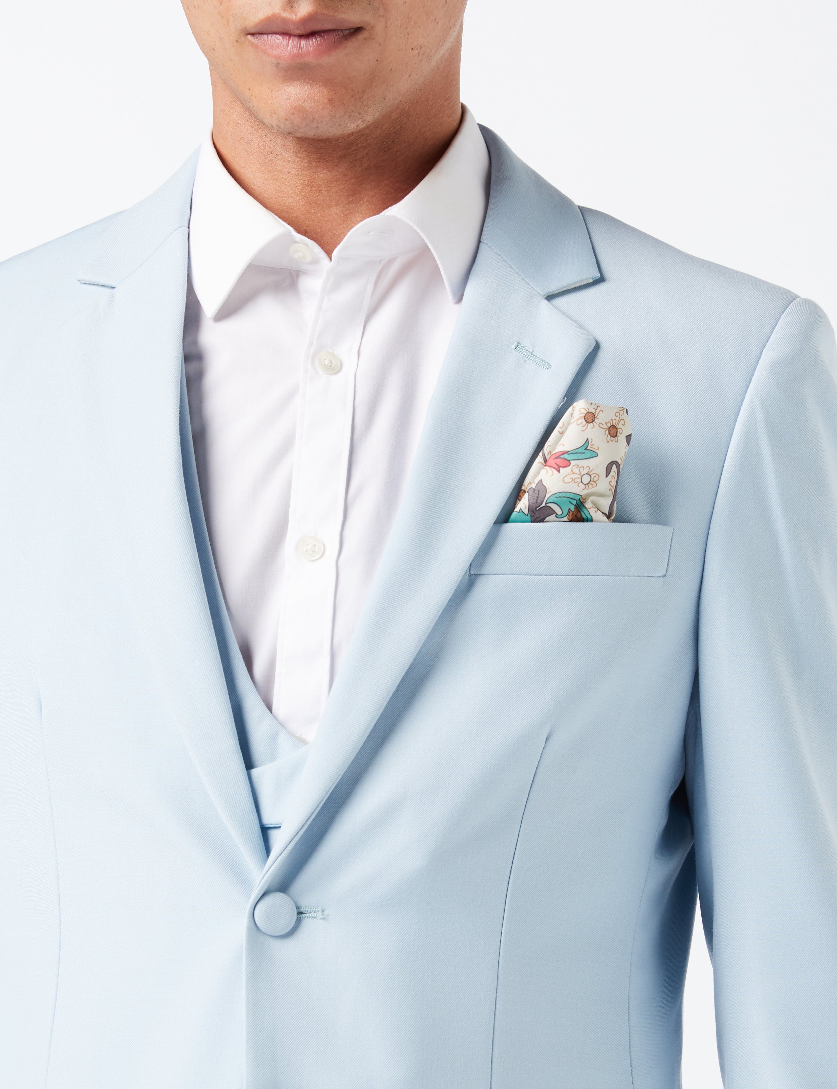 LETE - PALE BLUE SUMMER WEDDING SUIT JACKET & WAISTCOAT