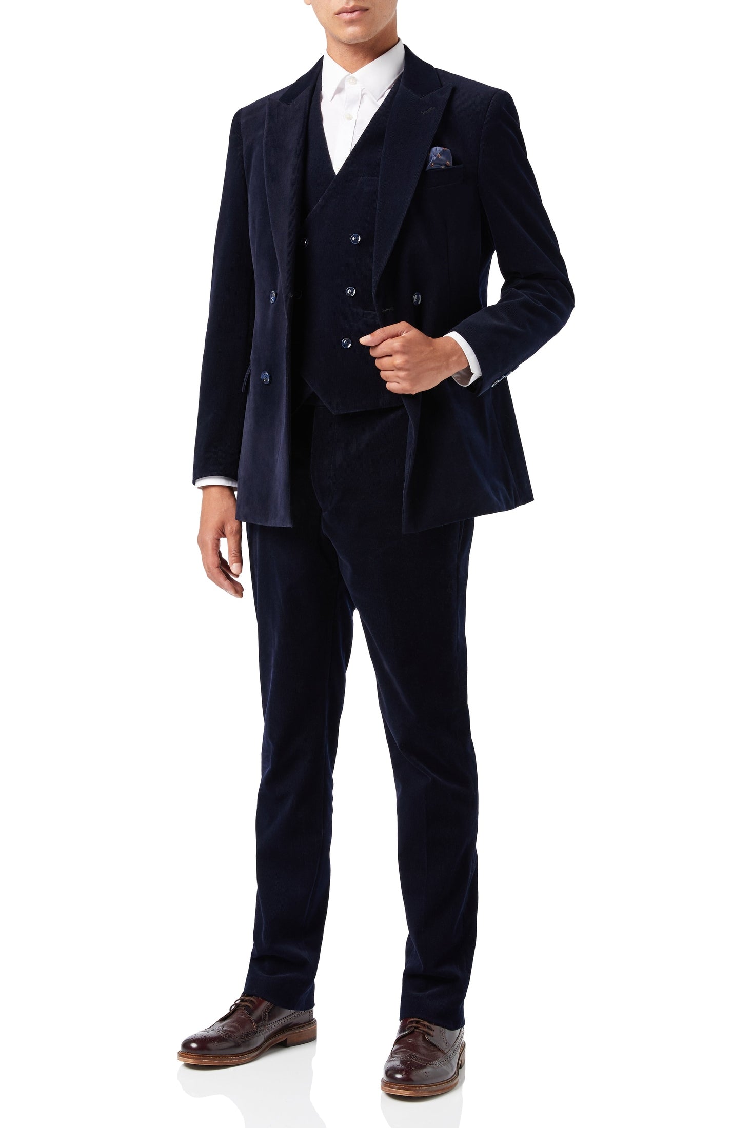 MATTHEW – NAVY CORDUROY JACKET & WAISTCOAT