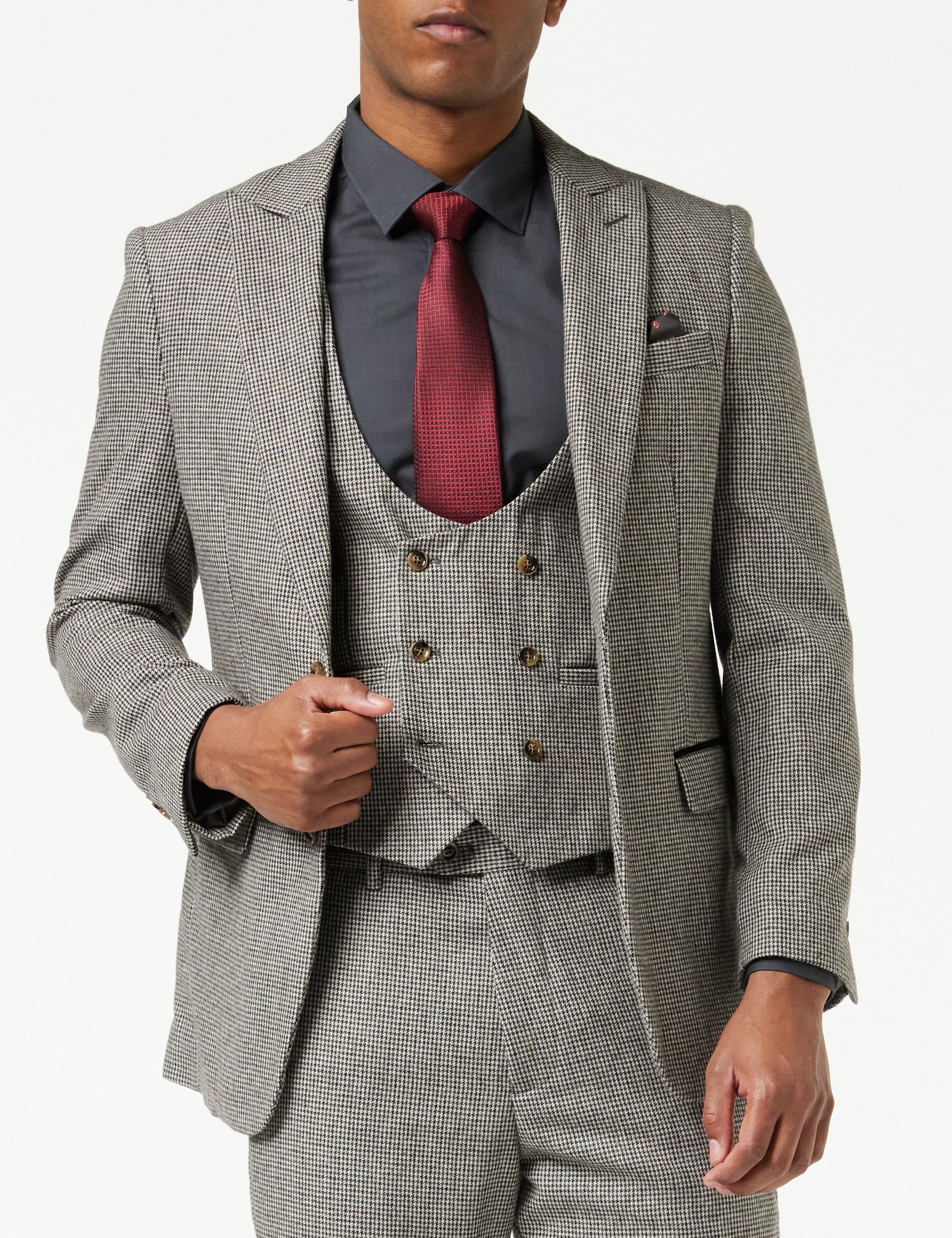 HERVE – GREY HOUNDSTOOTH TWEED BLAZER