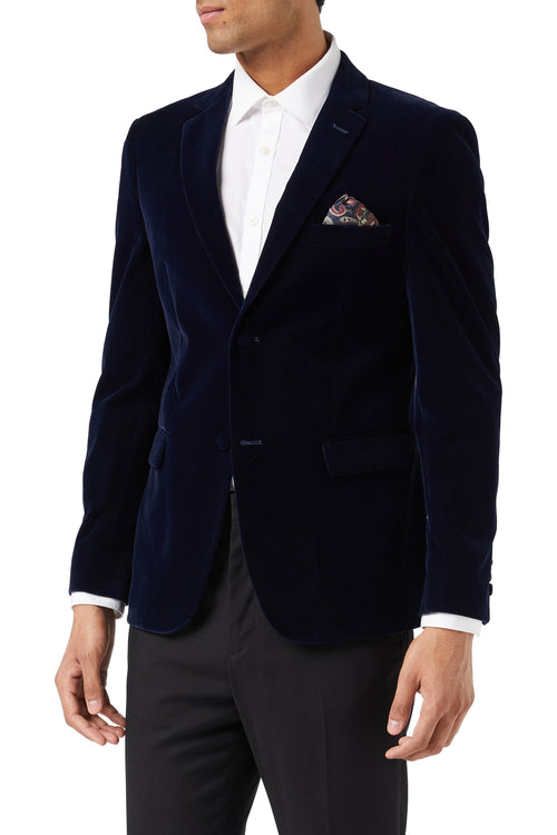 GARY - BLAZER EN VELOURS MARINE