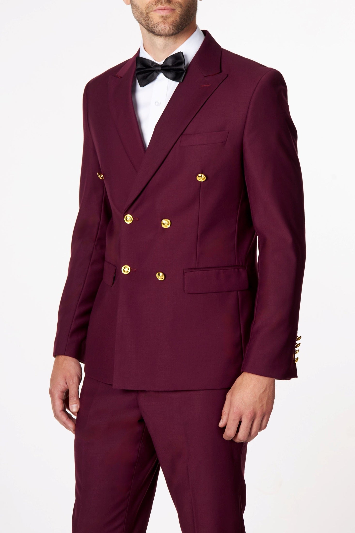 MAROON DOUBLE BREASTED GOLD BUTTON JACKET