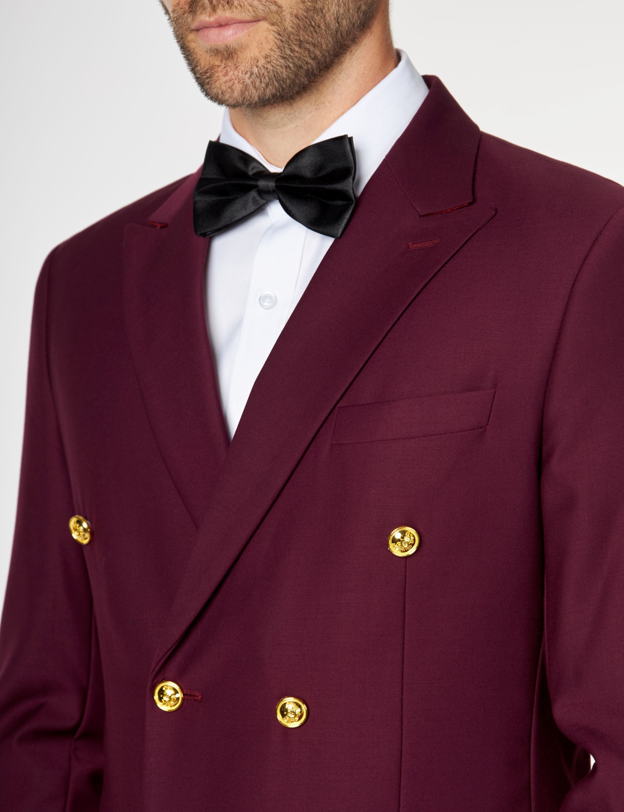 MAROON DOUBLE BREASTED GOLD BUTTON JACKET