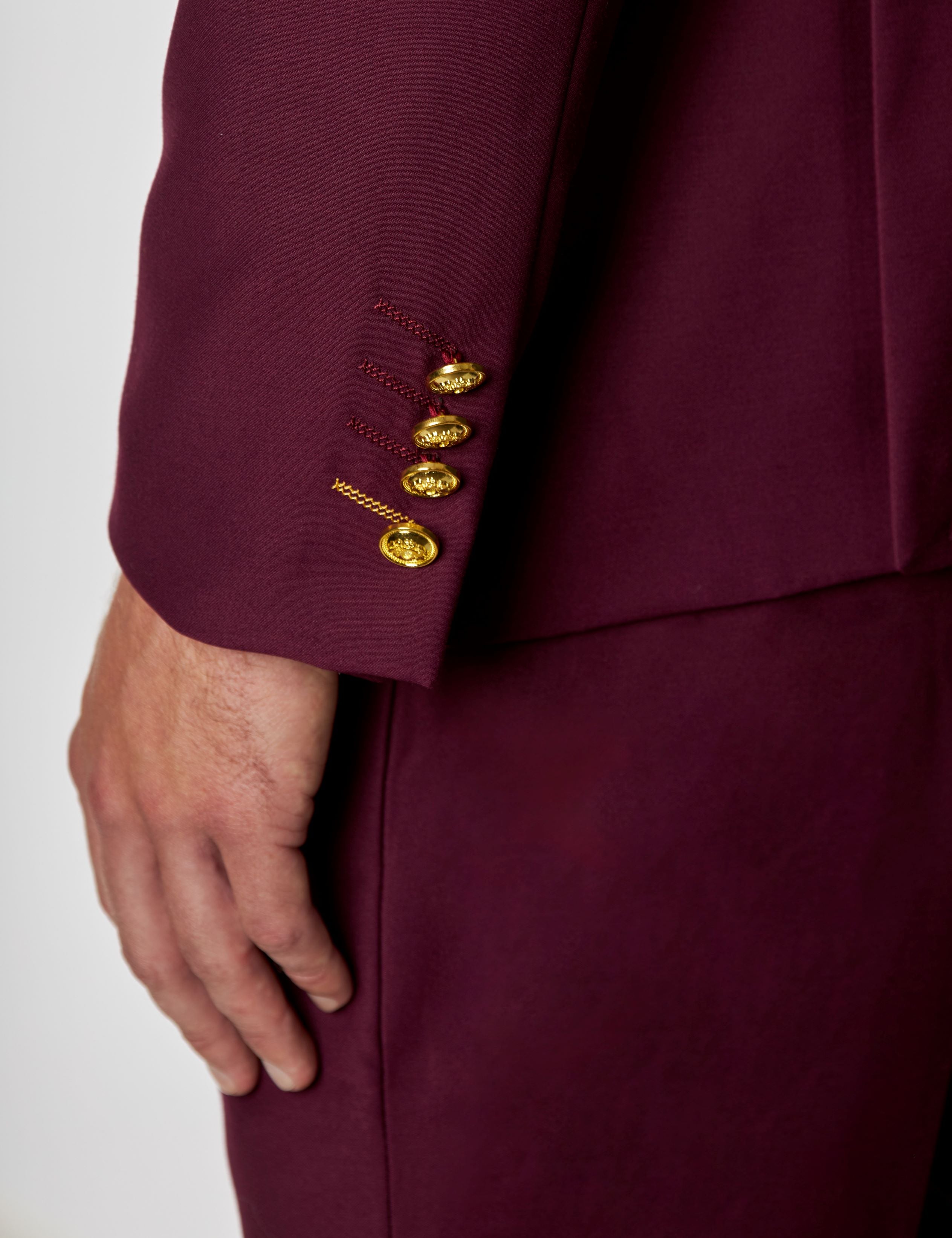 MAROON DOUBLE BREASTED GOLD BUTTON JACKET