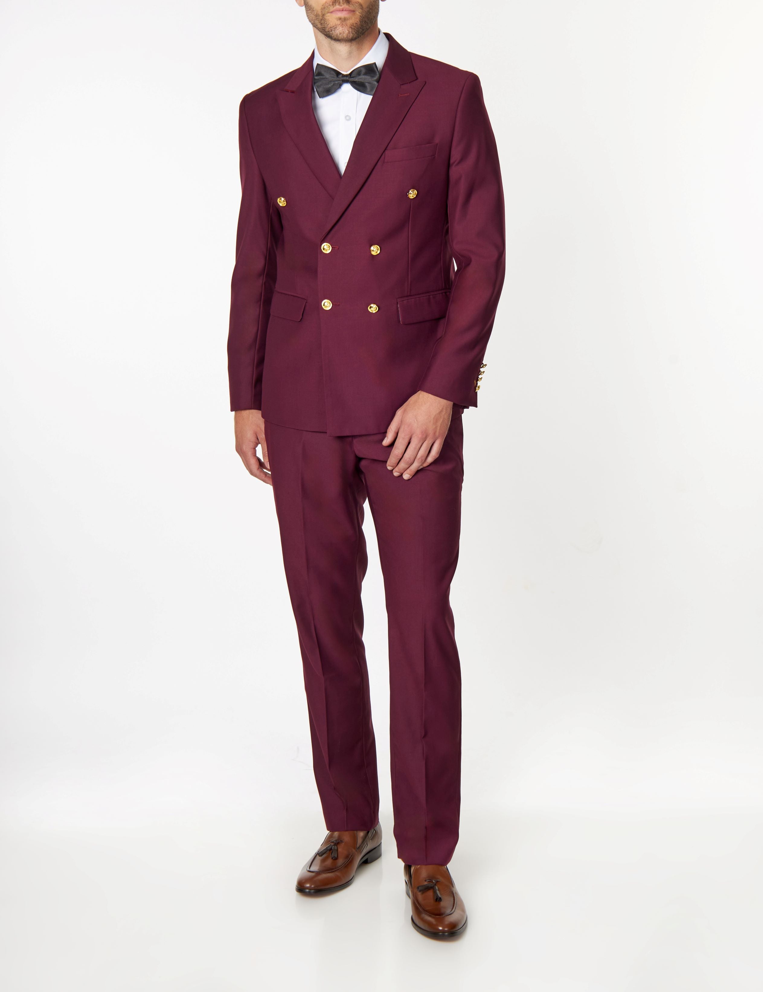 MAROON DOUBLE BREASTED GOLD BUTTON JACKET