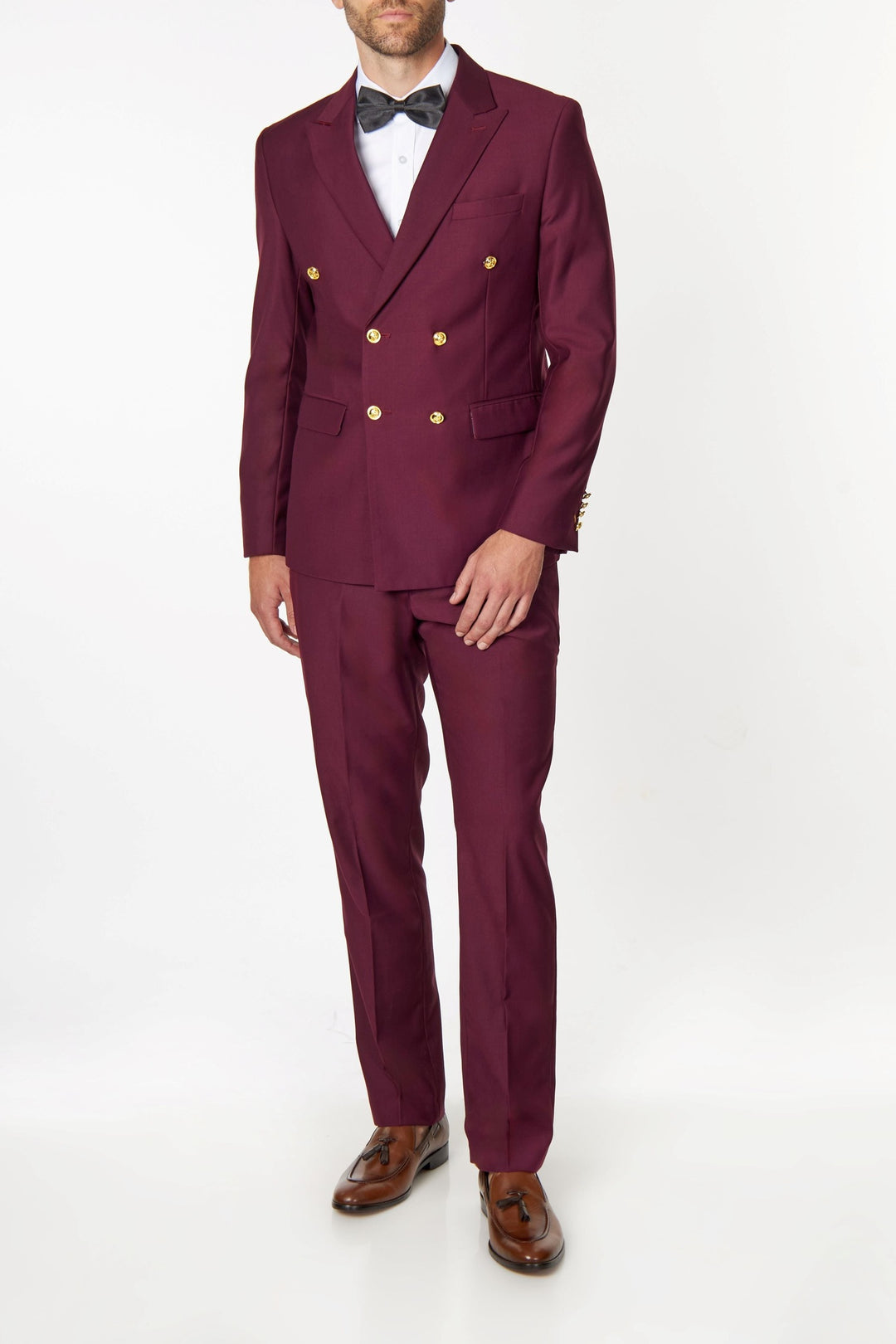 MAROON DOUBLE BREASTED GOLD BUTTON JACKET WEDDING PARTY BLAZER SMART ...