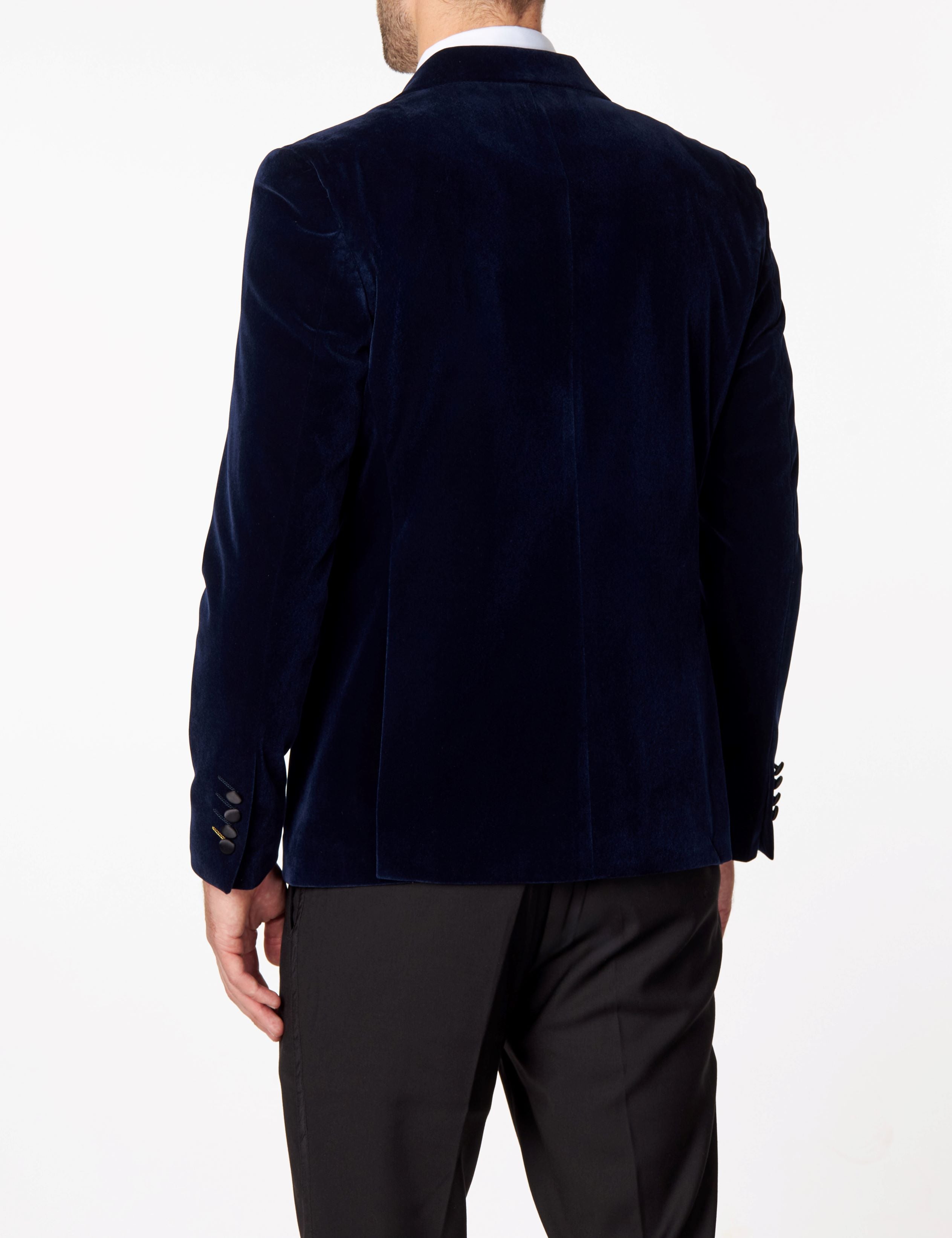WILLS – MARINEBLAUES ABENDESSENJACKE AUS SAMT