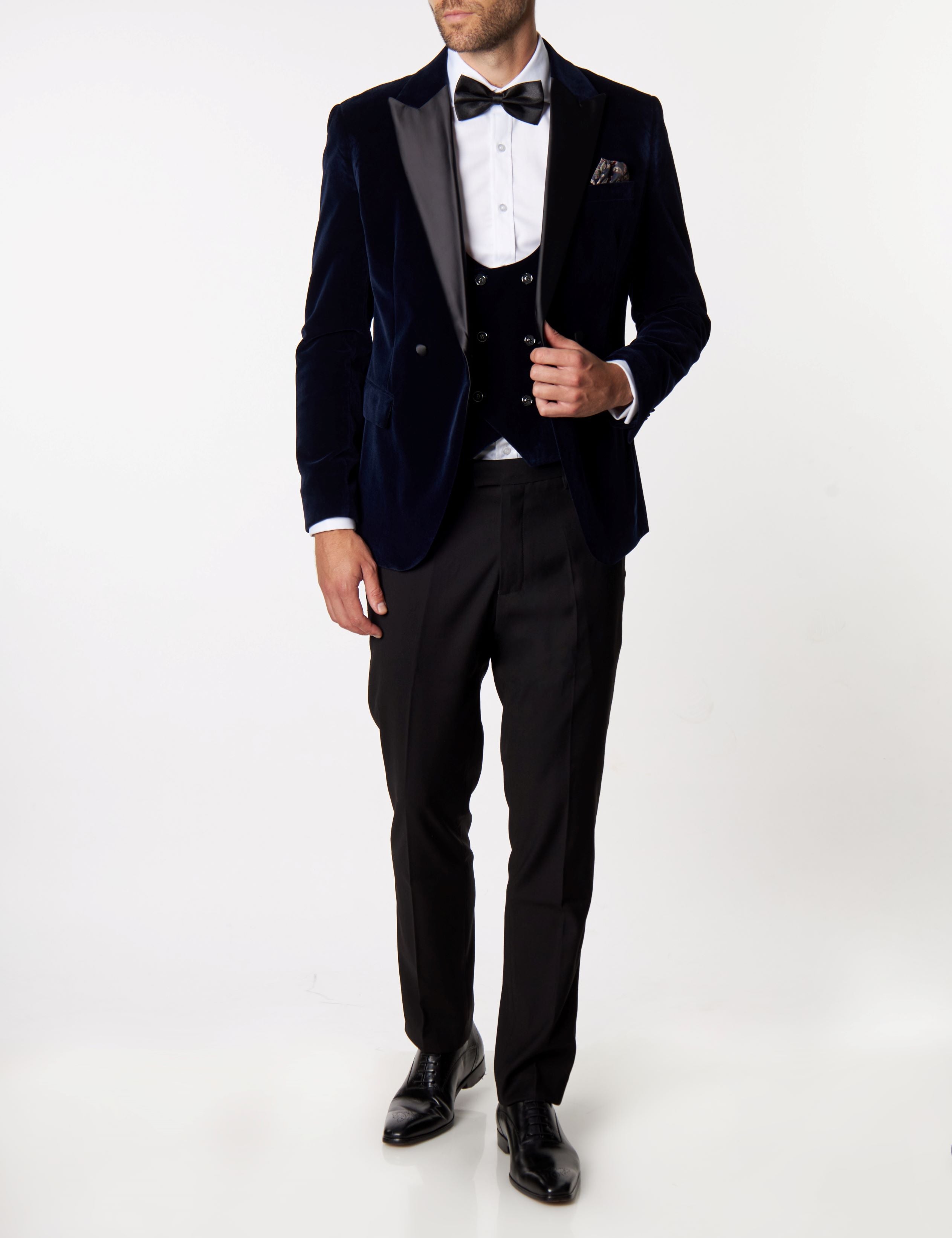 WILLS – MARINEBLAUES ABENDESSENJACKE AUS SAMT