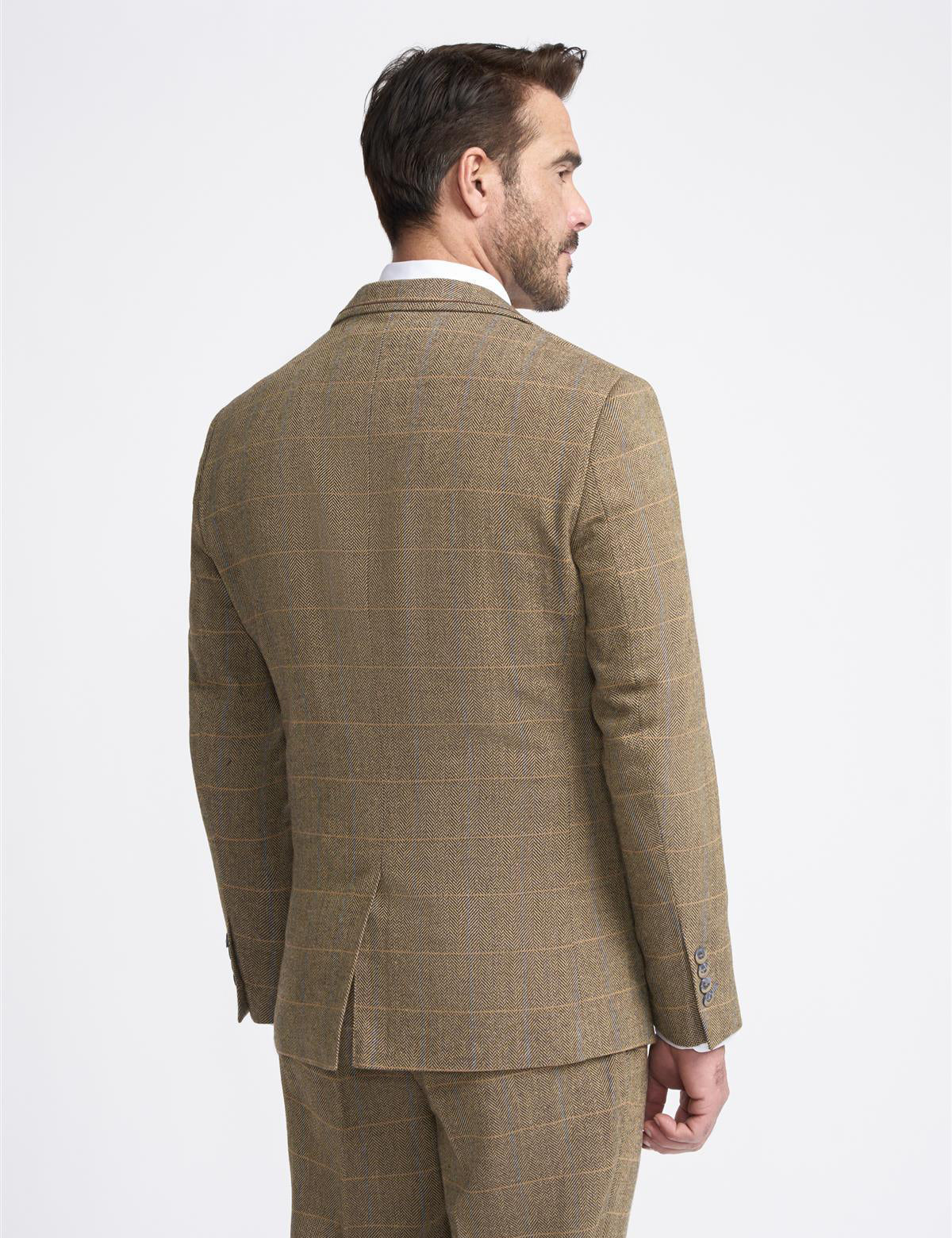MENS ALBERT BROWN TWEED THREE PIECE SUIT