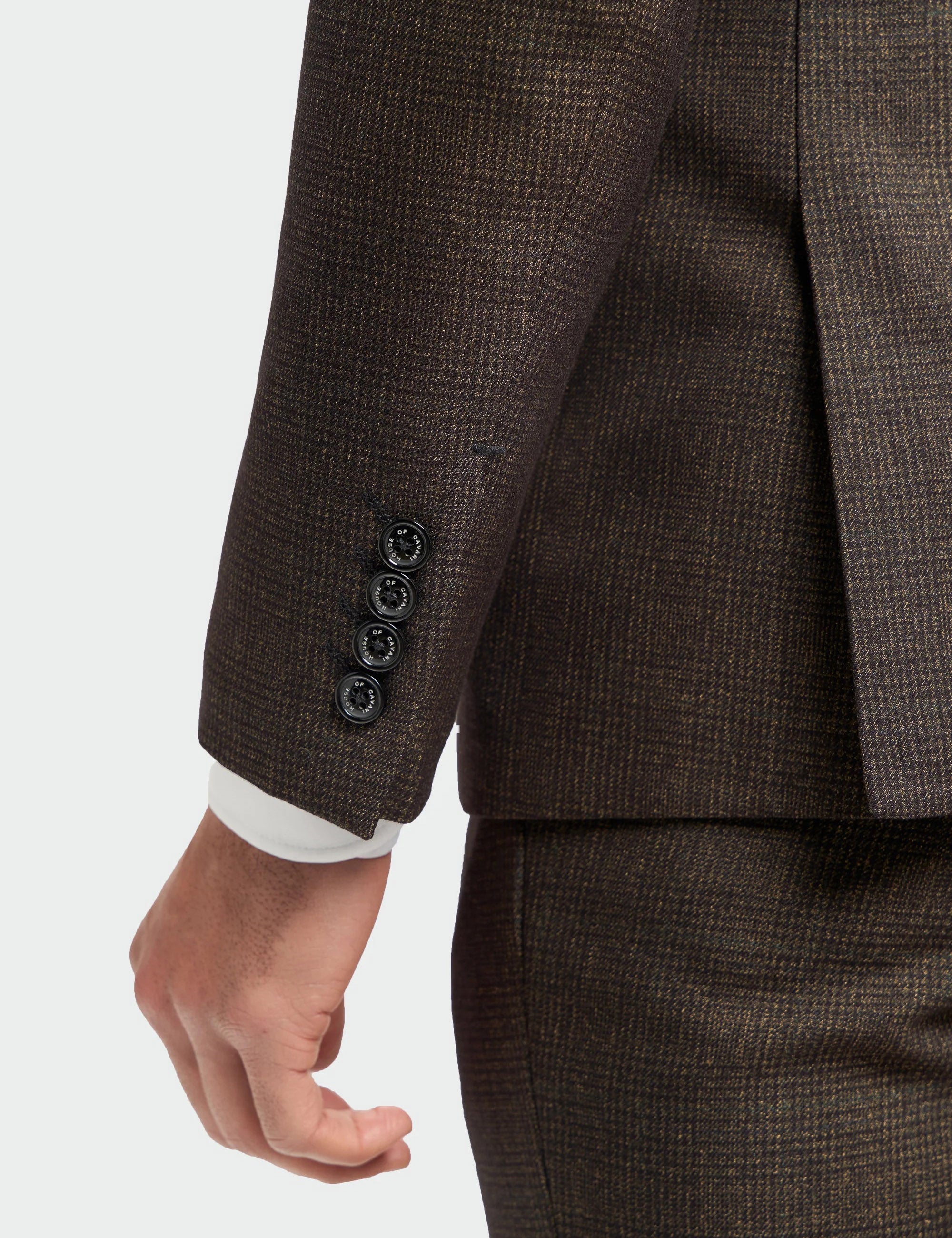 CARIDI – TAILORED FIT 3 PIECE SUIT IN BROWN CHECK