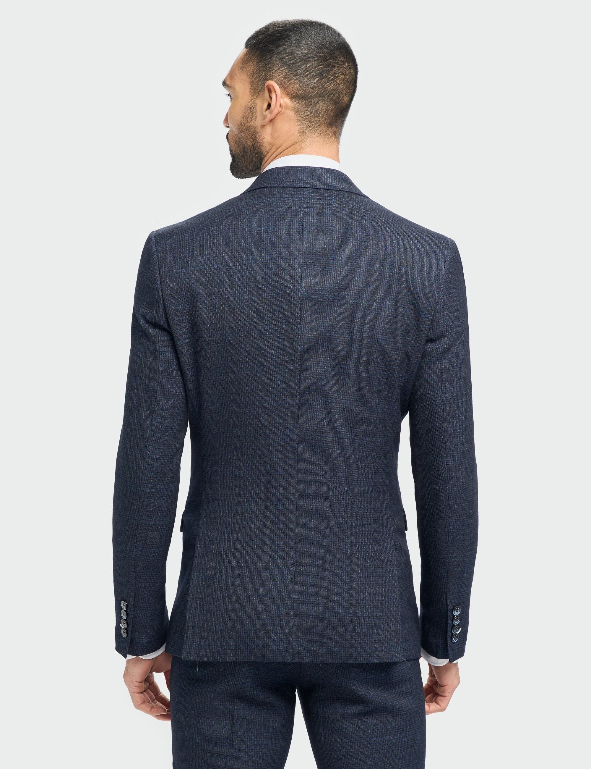 CARIDI - NAVY CHECK SUIT BLAZER