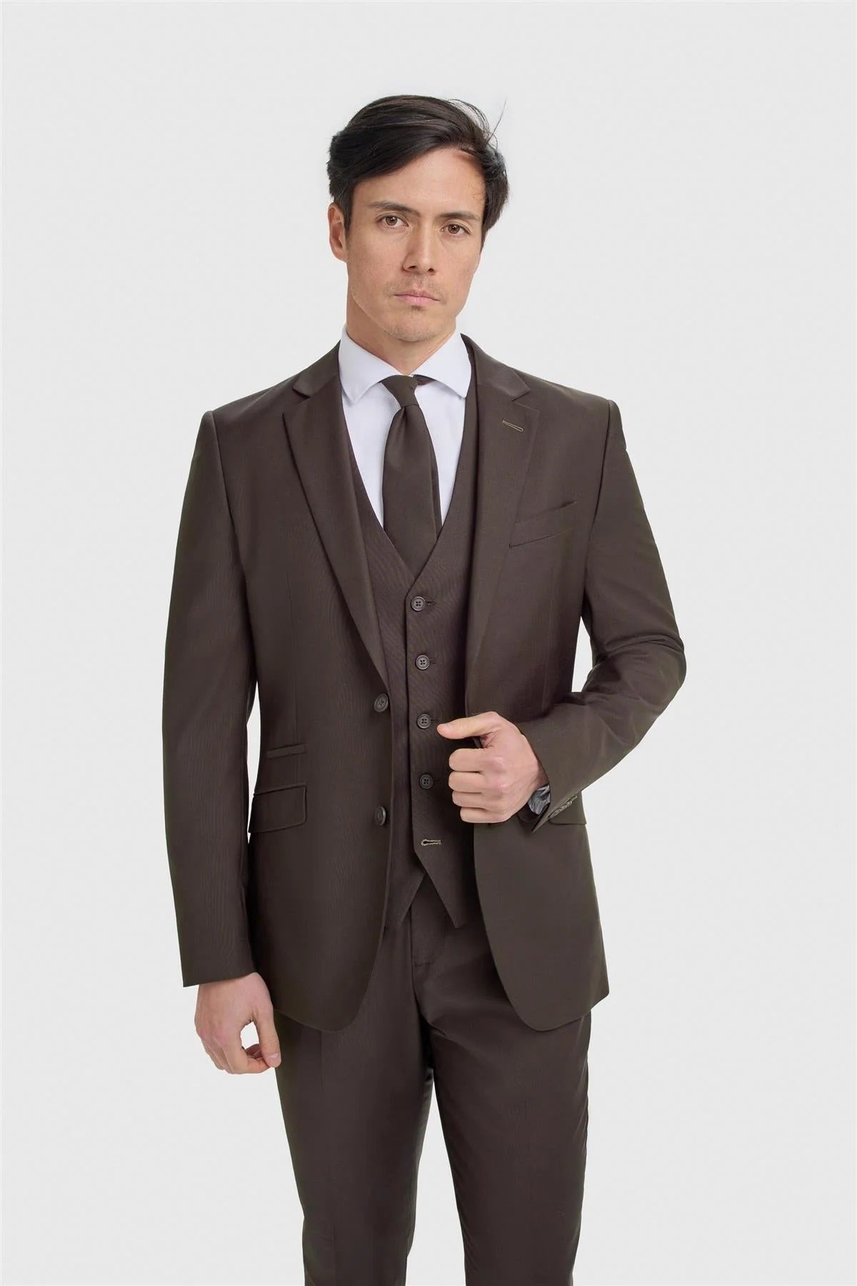 Cavani Bond Auburn Men’s Wool Blend 3 Piece Tailored Suit