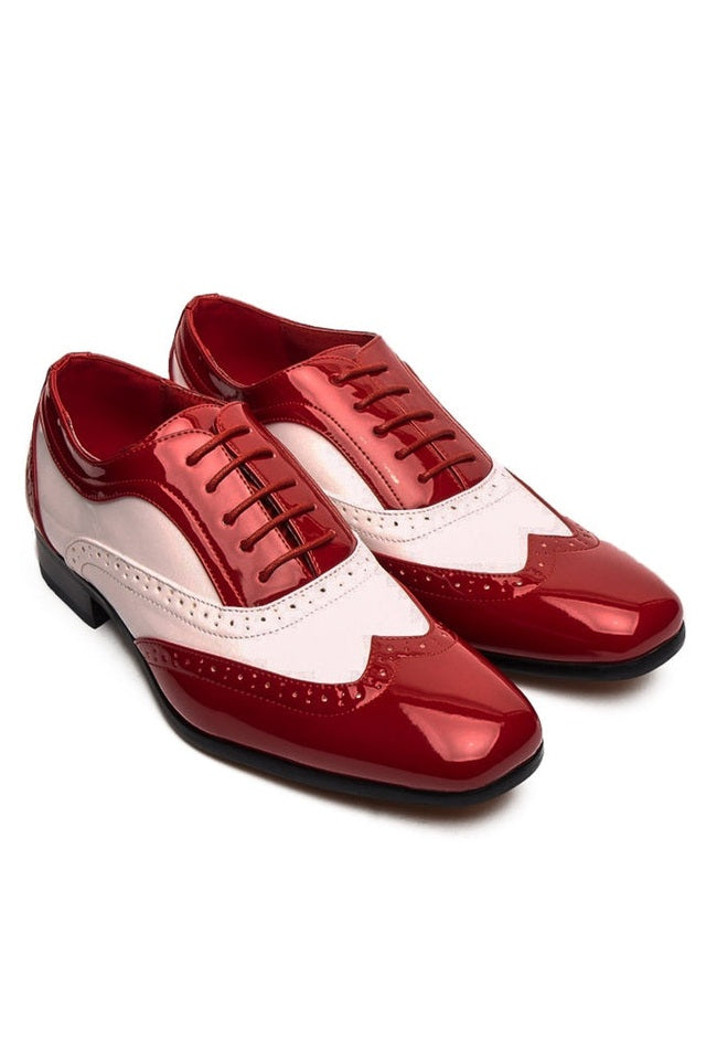 white and red dress shoes Red & White Patent Wingtip Oxford Dress Shoes